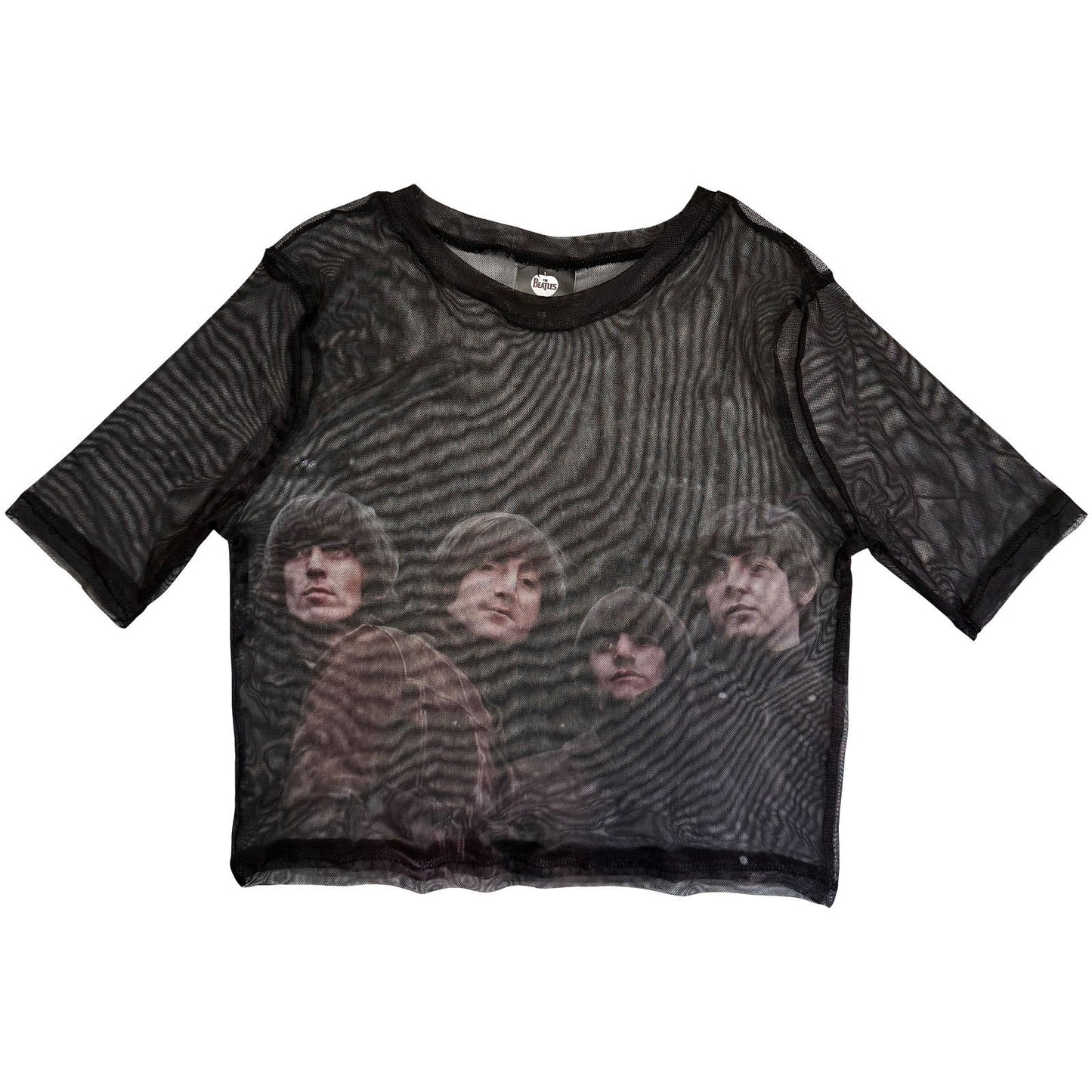 Beatles Rubber Soul Mesh Crop Top Girls Jr Front