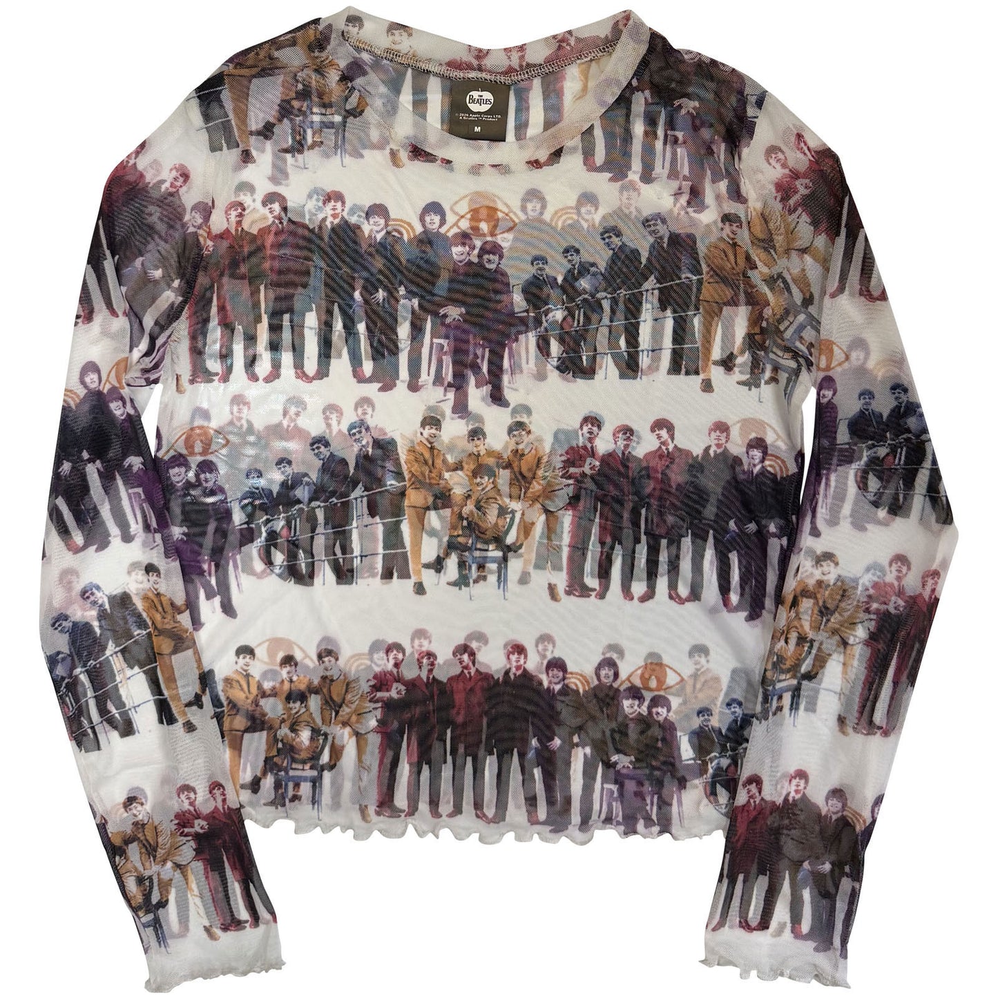 Beatles Anthology Colours Repeat Mesh Crop Top Girls Jr Front