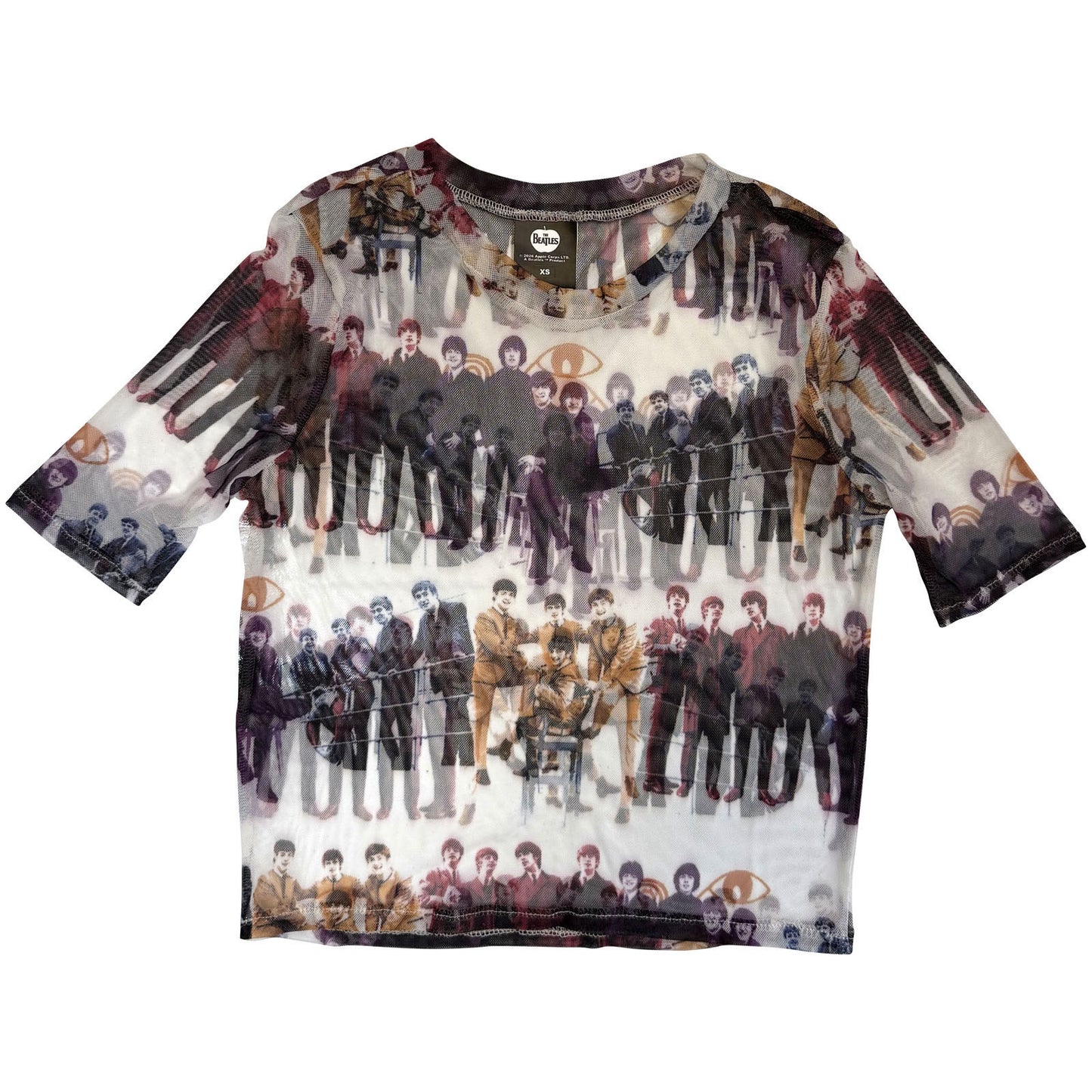 Beatles Anthology Group Repeat Mesh Crop Top Girls Jr Front