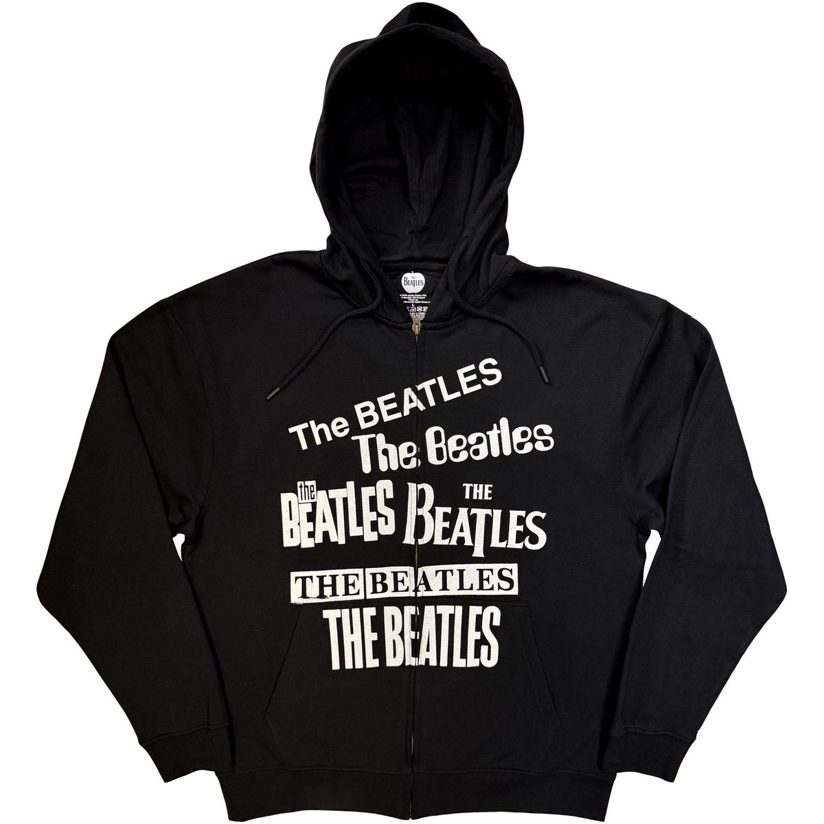 Beatles Logos Zippered Hooded Sweatshirt Front