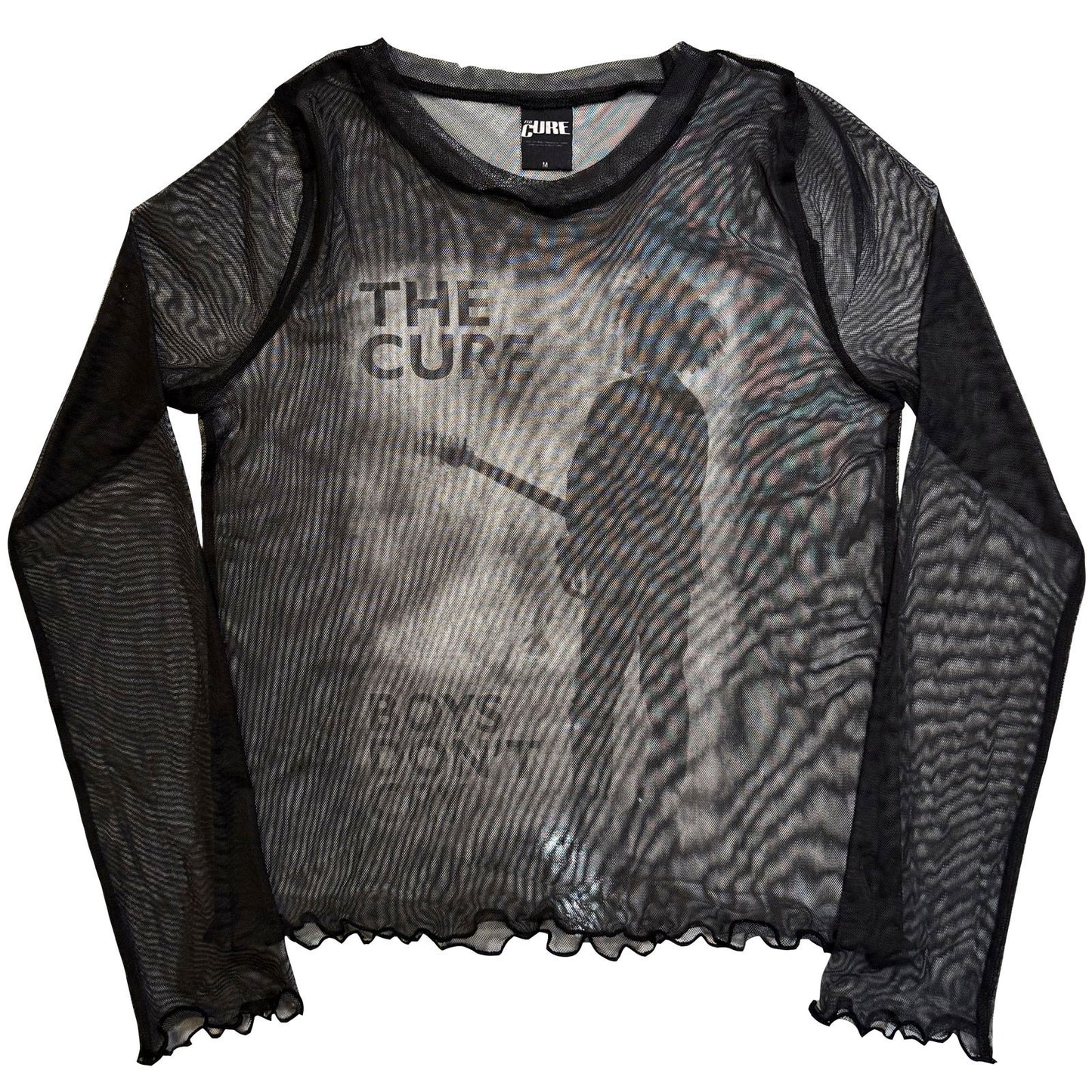 Cure Boys Don't Cry B&w Mesh Crop Top Girls Jr Front