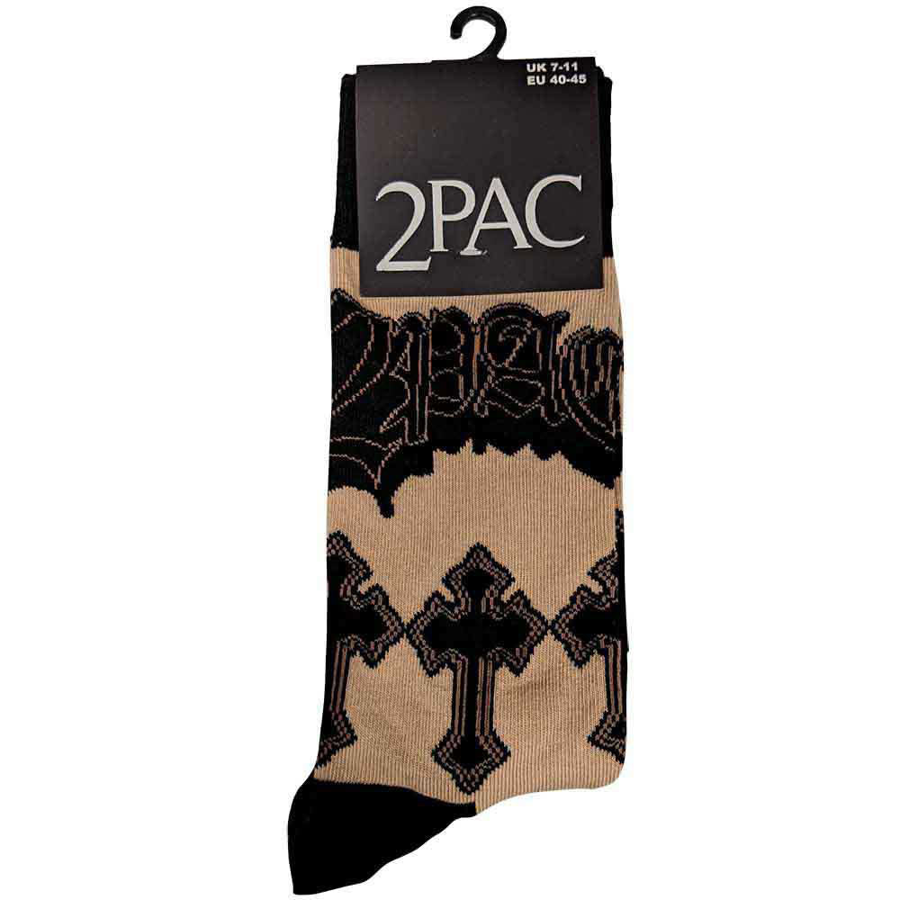 Tupac Crosses (US Men's Shoe Size 8-12) Socks Alt 2