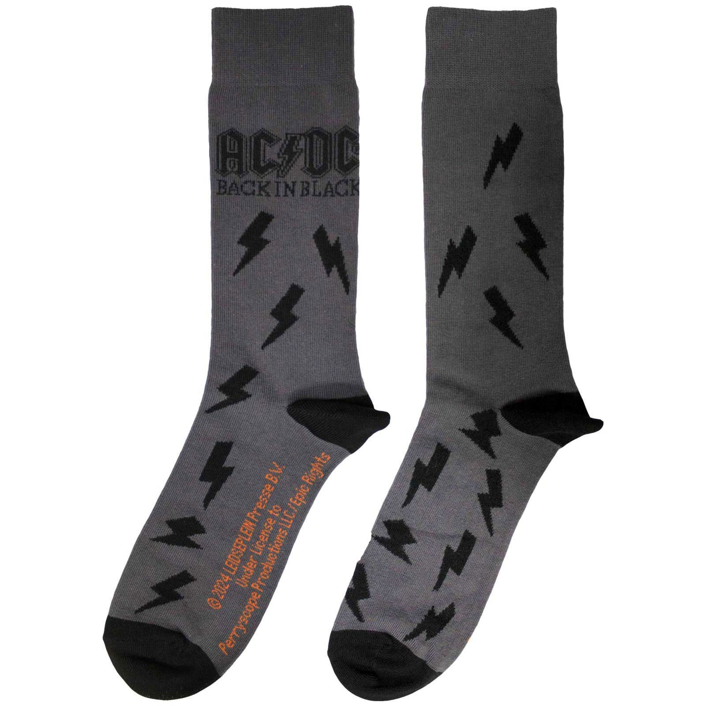 AC/DC Back In Black Bolts (US Men's Shoe Size 8-12) Socks Alt 2