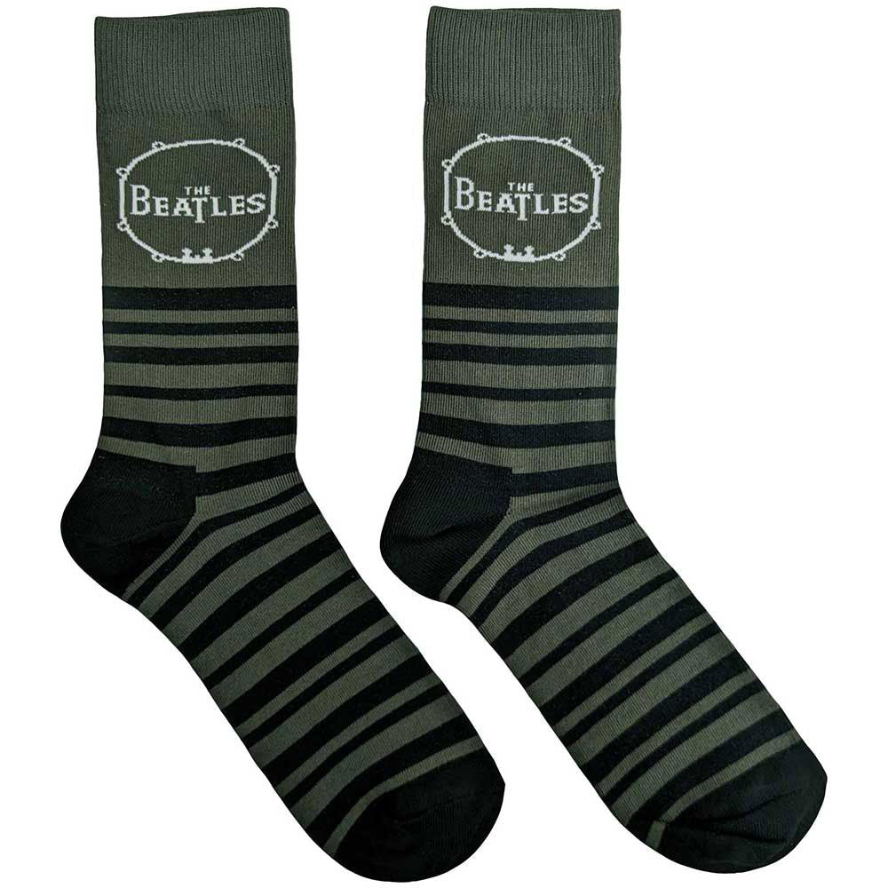 Beatles Drum & Stripes (US Men's Shoe Size 8-12) Socks Front