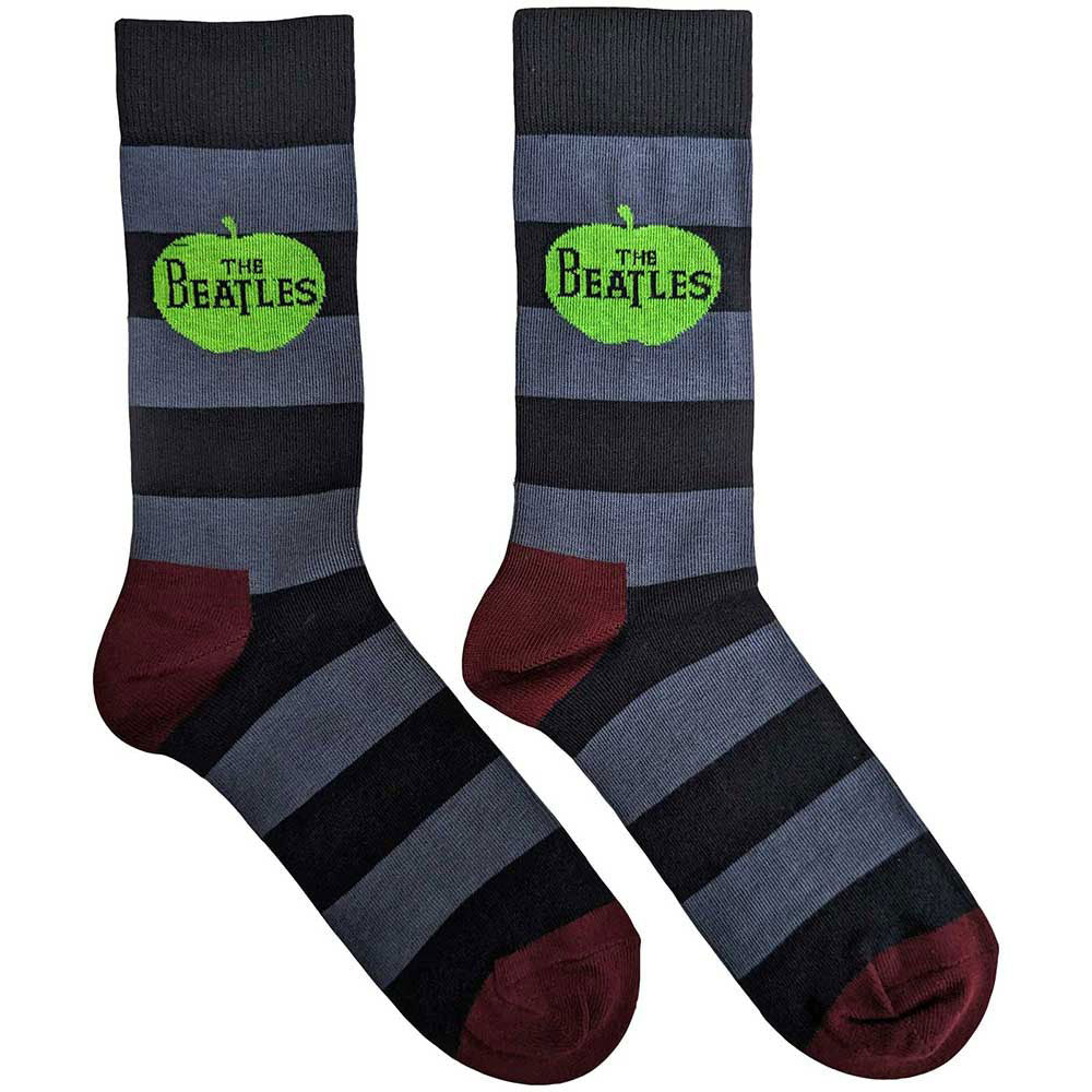 Beatles Apple & Stripes (US Men's Shoe Size 8-12) Socks Front