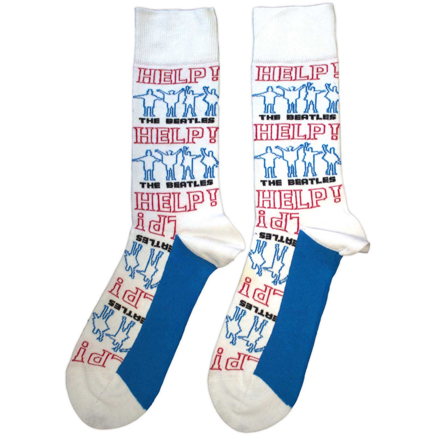Beatles Help! Outlines Repeat (US Men's Shoe Size 8-12) Socks Back
