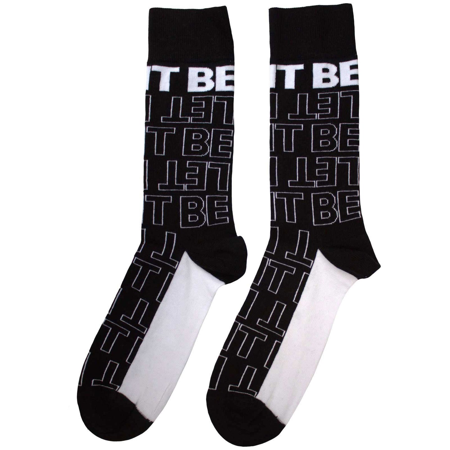 Beatles Let It Be Text Outlines Repeat (US Men's Shoe Size 8-12) Socks Back