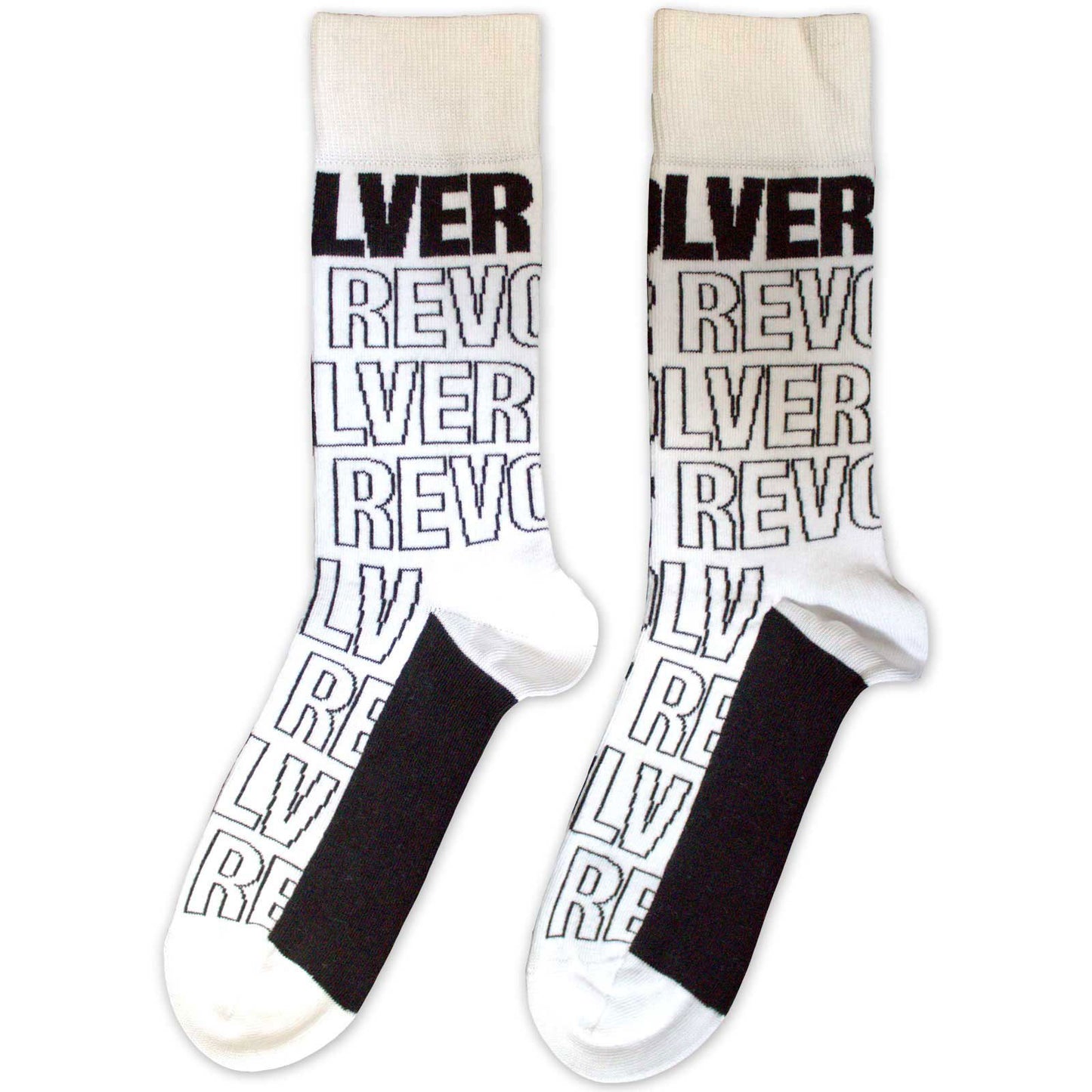 Beatles Revolver Text Outlines Repeat (US Men's Shoe Size 8-12) Socks Back