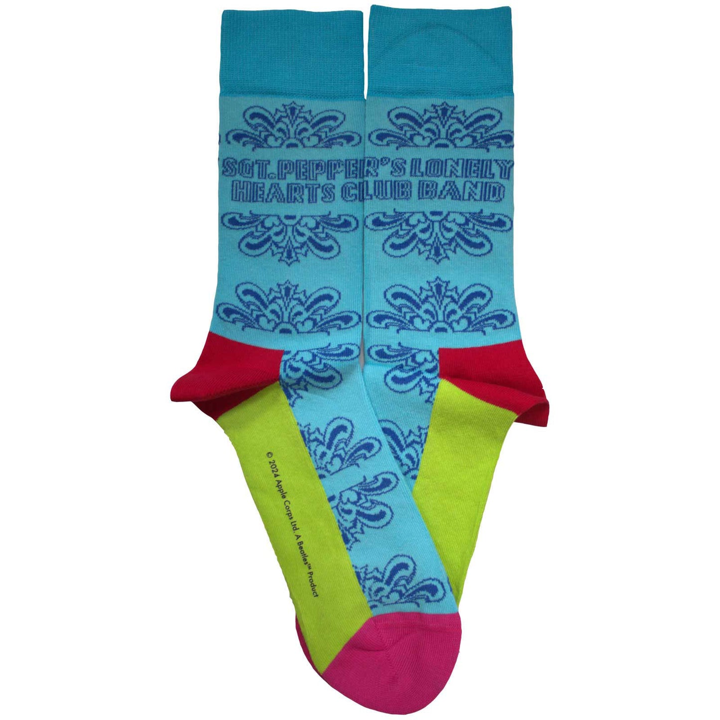 Beatles Sgt Pepper Text Outlines (US Men's Shoe Size 8-12) Socks Back