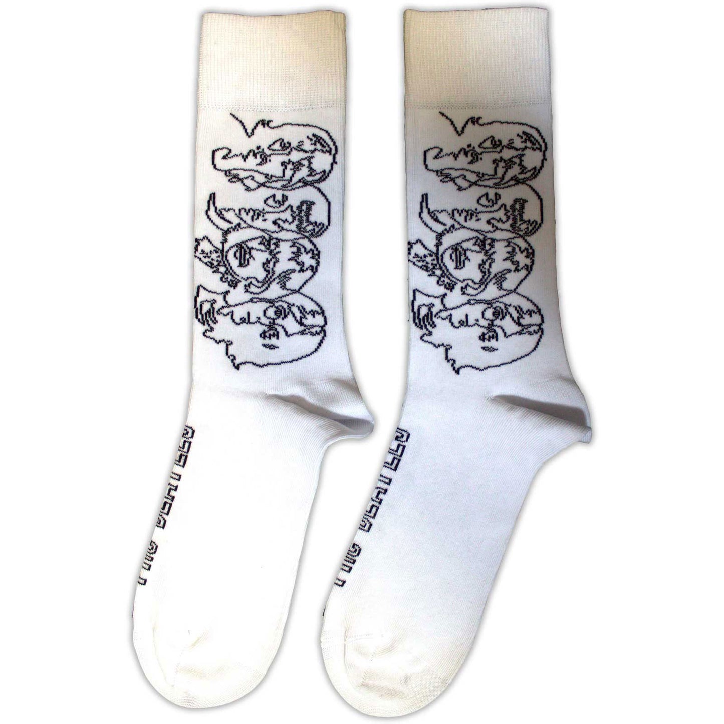 Beatles White Album Faces Outlines (US Men's Shoe Size 8-12) Socks Back