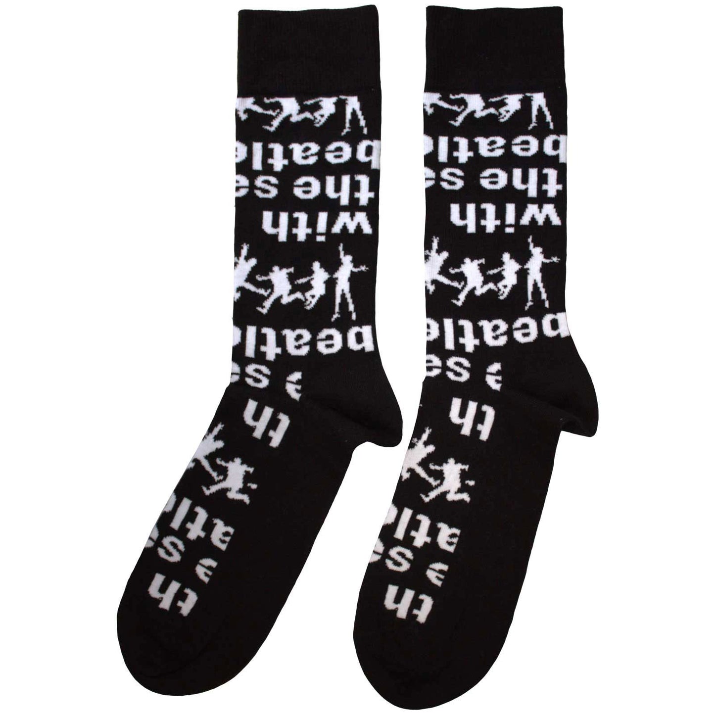 With The Beatles Silhouettes Repeat Socks Back