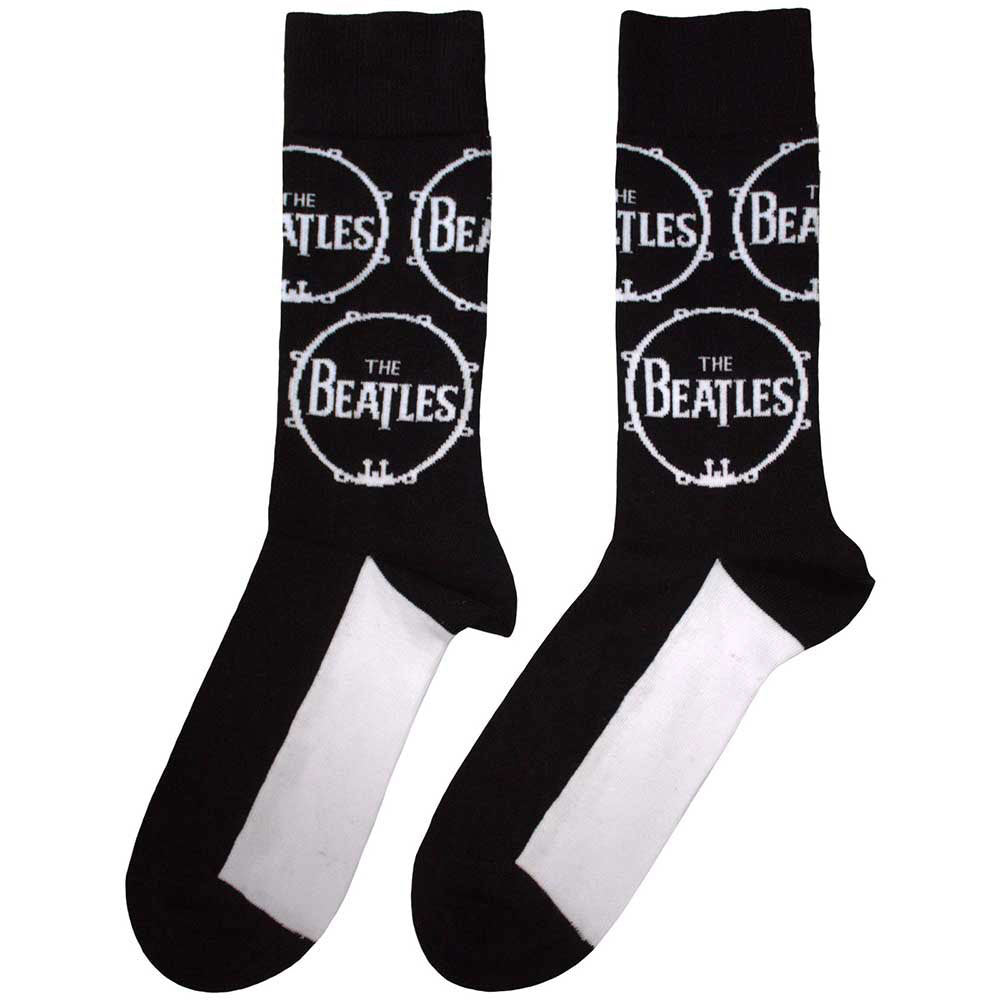 Beatles Drum Logo Repeat (US Women's Shoe Size 6-9) Socks Back