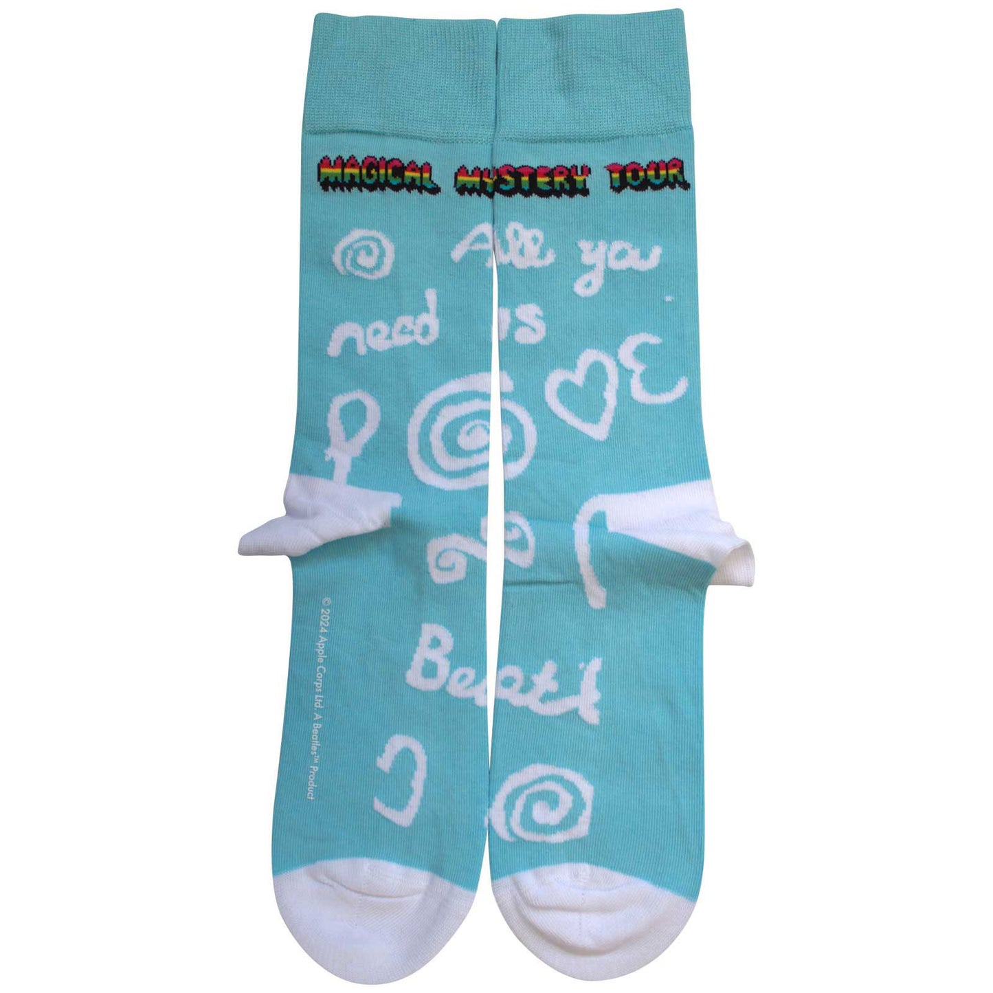 Beatles Magical Mystery Tour All You Need Is Love (US Men's Shoe Size 8-12) Socks Back