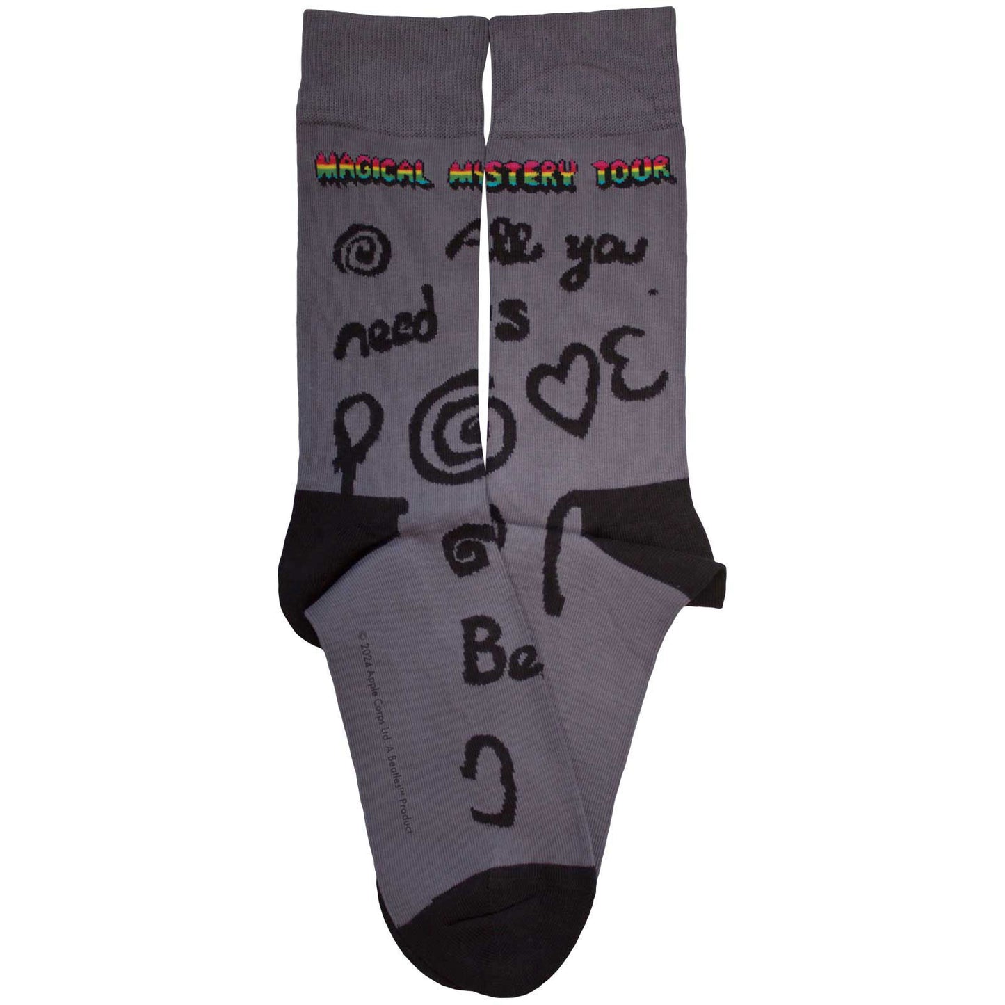 Beatles Magical Mystery Tour All You Need Is Love (US Men's Shoe Size 8-12) Socks Back