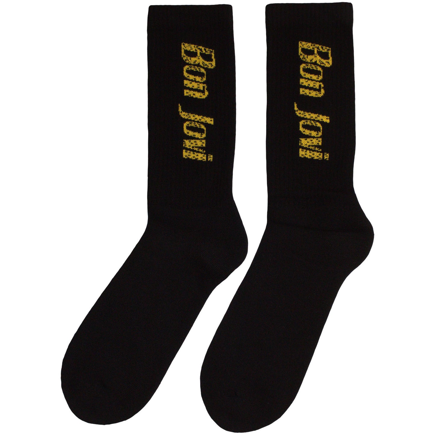 Bon Jovi Yellow Logo (US Men's Shoe Size 8-12) Socks Back