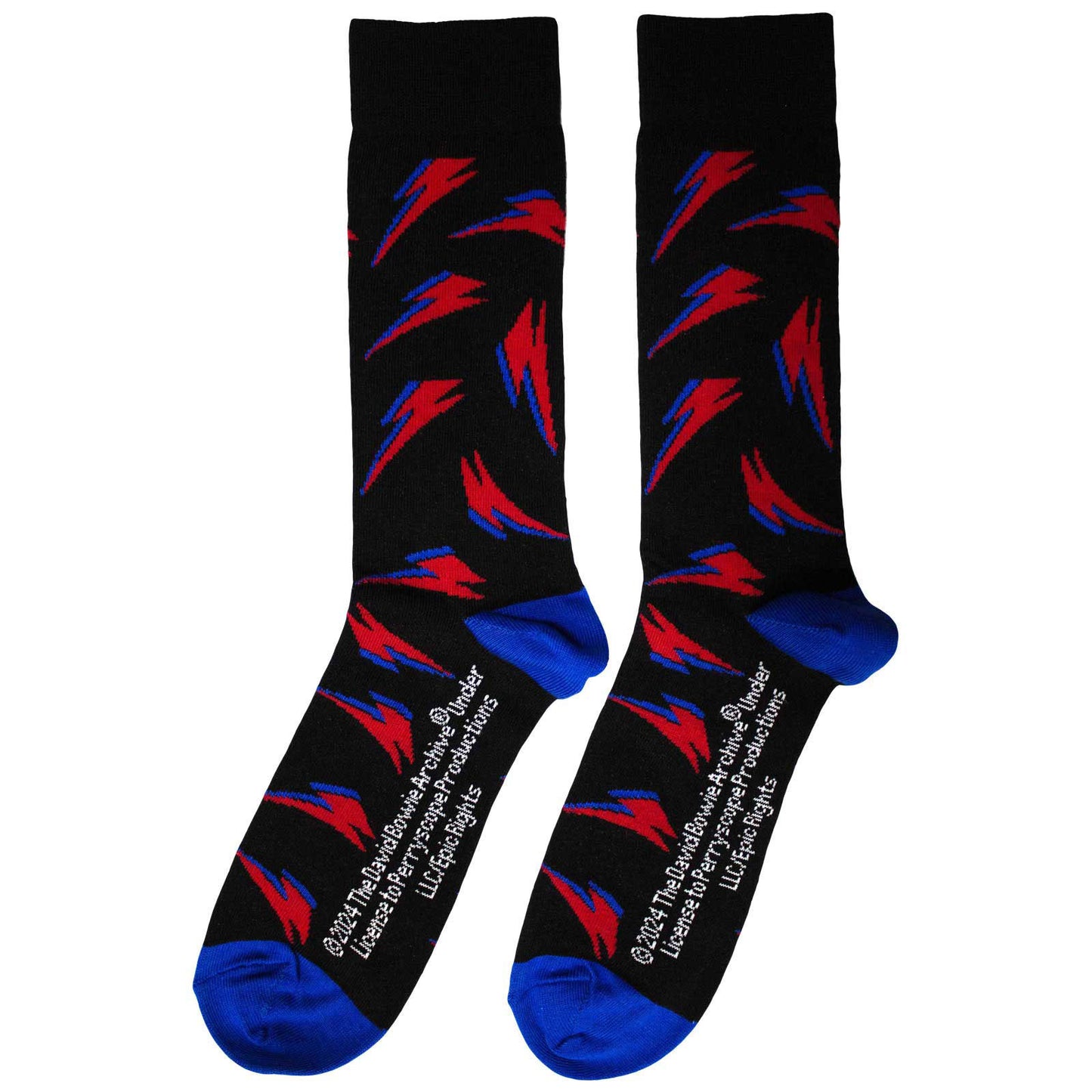David Bowie Flash Pattern (US Men's Shoe Size 8-12) Socks Alt 2