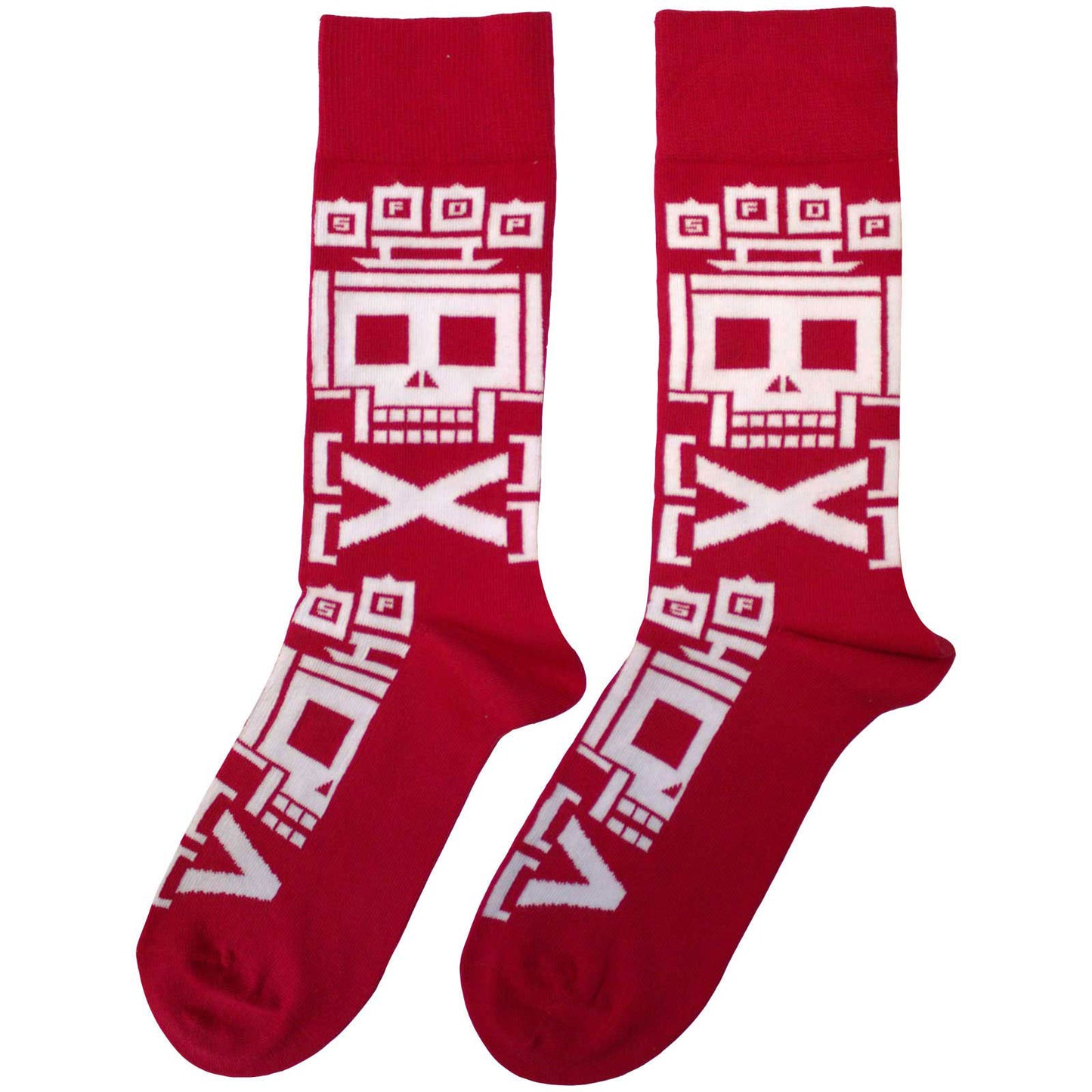 Five Finger Death Punch Pixeled Skull Repeat (US Men's Shoe Size 8-12) Socks Back