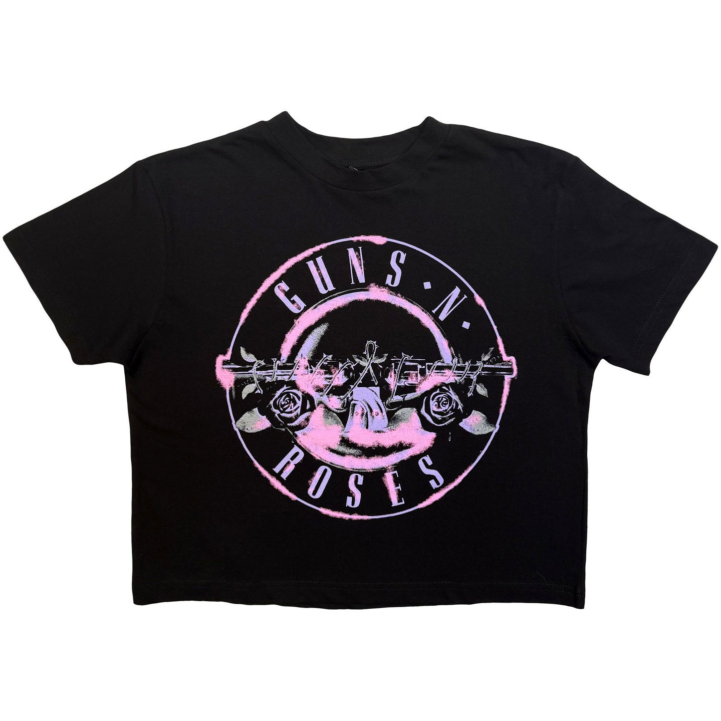 Guns N Roses Pink Bullet Crop Top Girls Jr Front