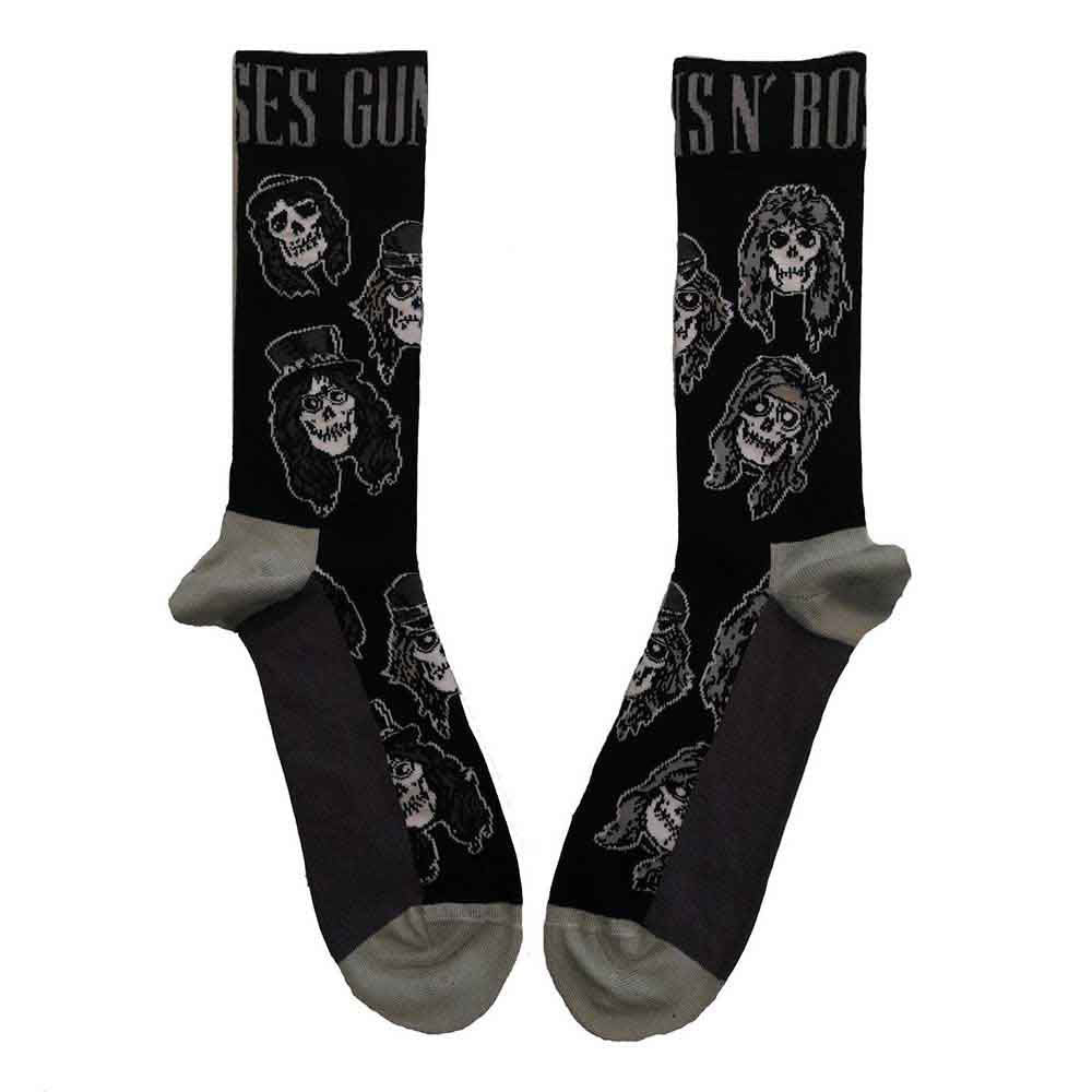 Guns N Roses Skulls Band Monochrome (US Women's Shoe Size 6-9) Socks Back