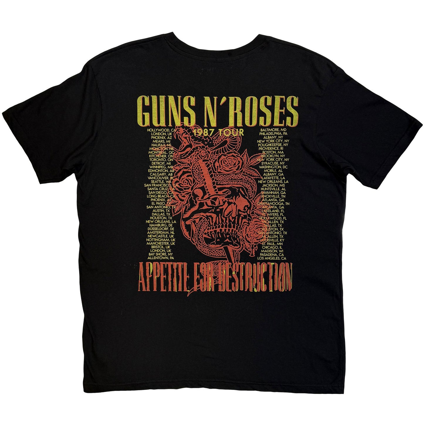 Guns N Roses Skeleton 1987 Tour T-shirt Back