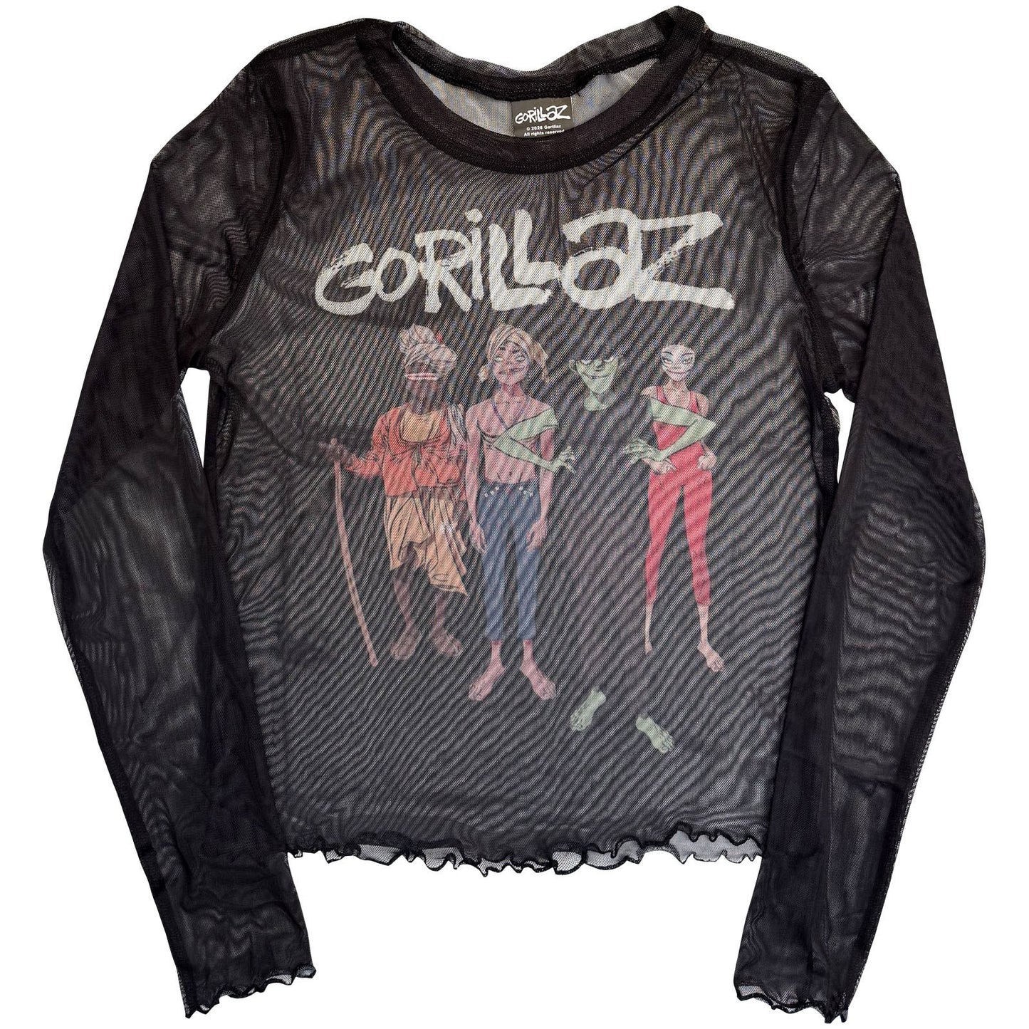 Gorillaz The Mountain Group Mesh Crop Top Girls Jr Front