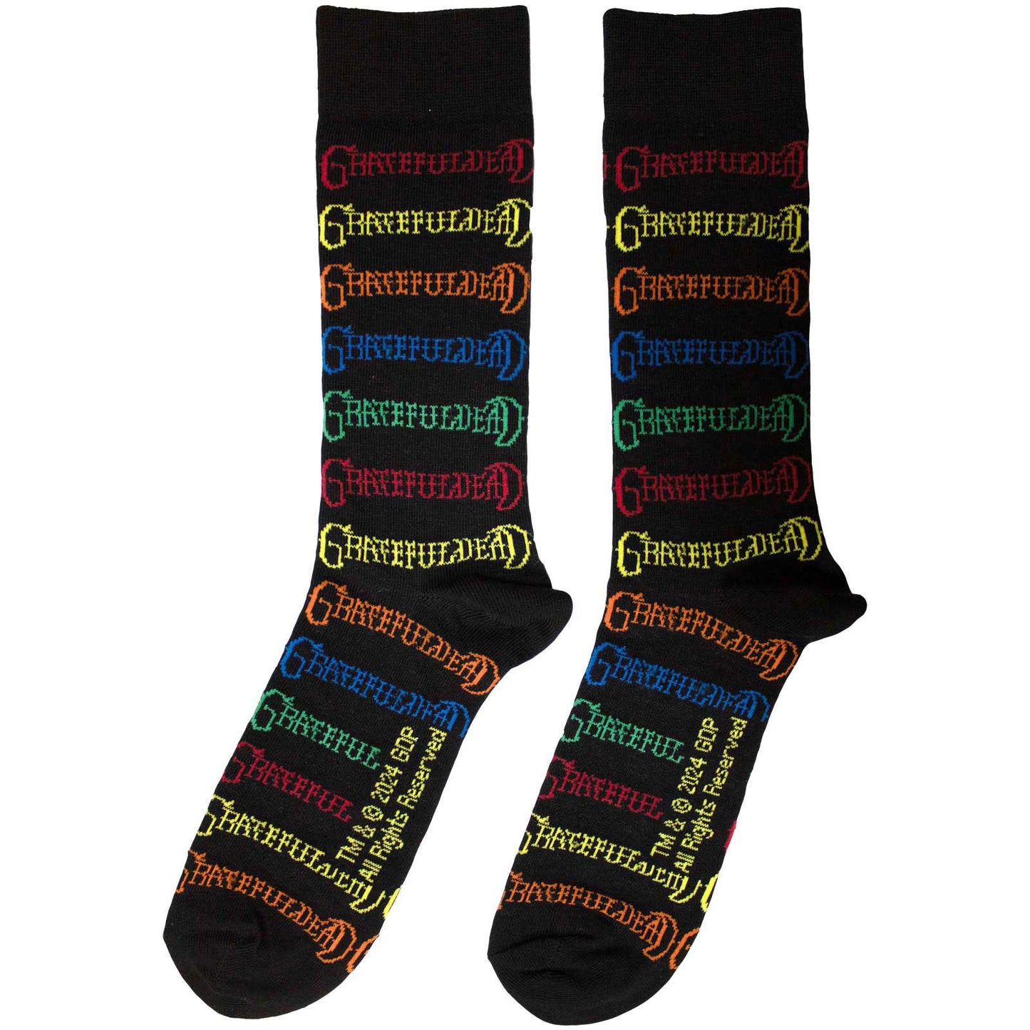 Grateful Dead Coloured Logos Pattern (US Men's Shoe Size 8-12) Socks Alt 2