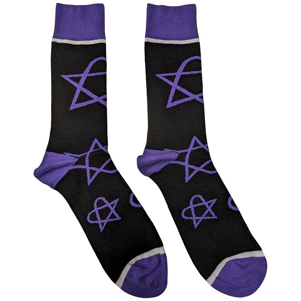 HIM Purple Heartagrams (US Men's Shoe Size 8-12) Socks Front