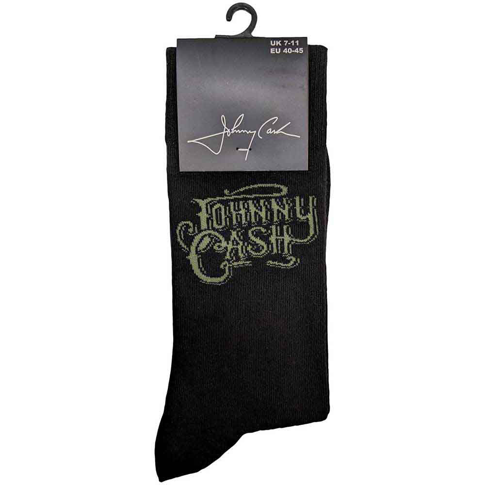 Johnny Cash Text Logo (US Men's Shoe Size 8-12) Socks Back