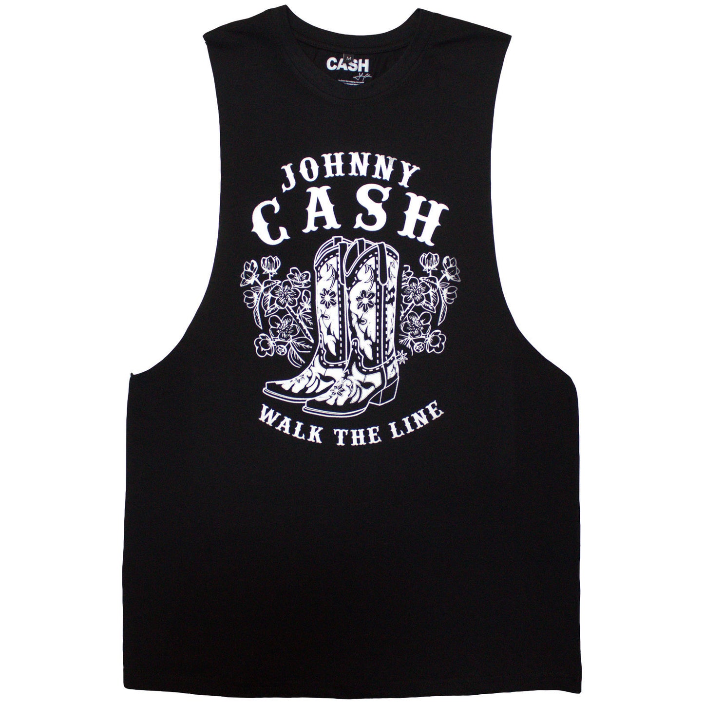 Johnny Cash Walk The Line Boots Tank Top Mens Tank Back