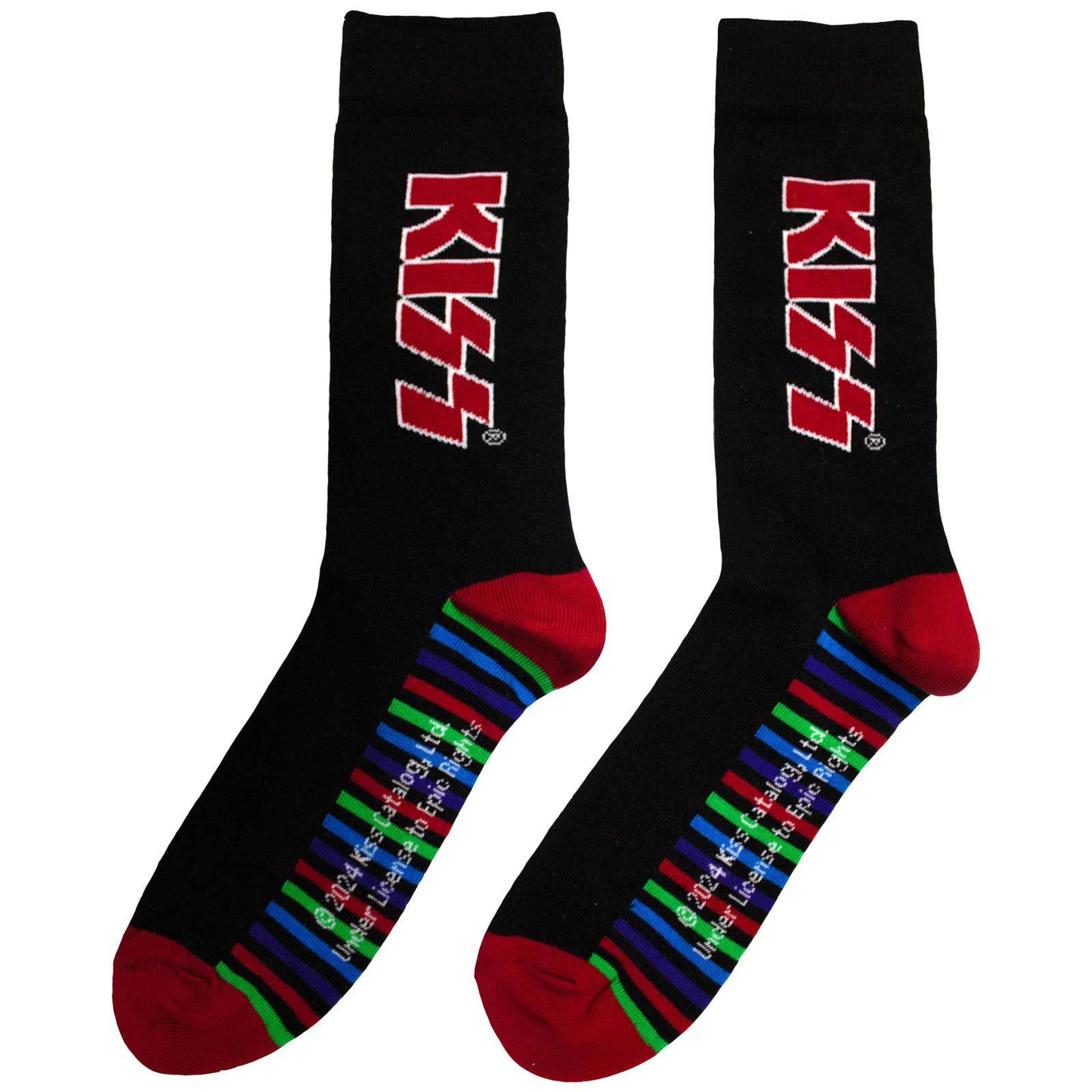 KISS Red Logo & Stripes (US Men's Shoe Size 8-12) Socks Alt 2