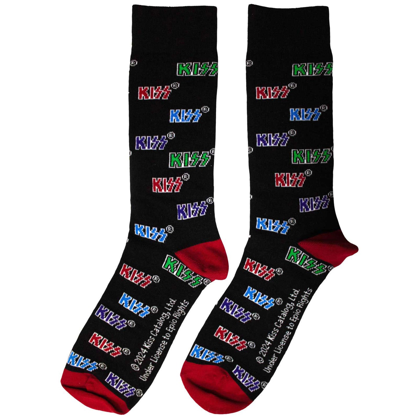 KISS Coloured Logos Pattern (US Men's Shoe Size 8-12) Socks Alt 2