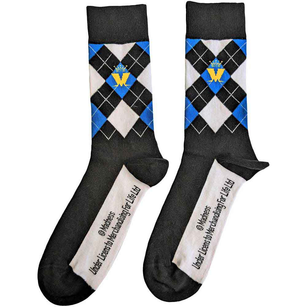 Madness Crown & M Blue Diamond (US Men's Shoe Size 8-12) Socks Back