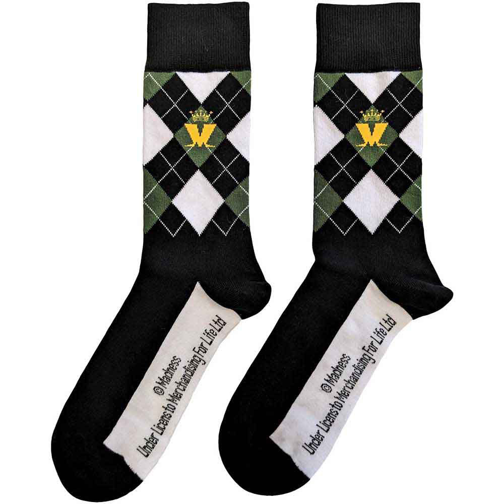 Madness Crown & M Green Diamond (US Men's Shoe Size 8-12) Socks Back