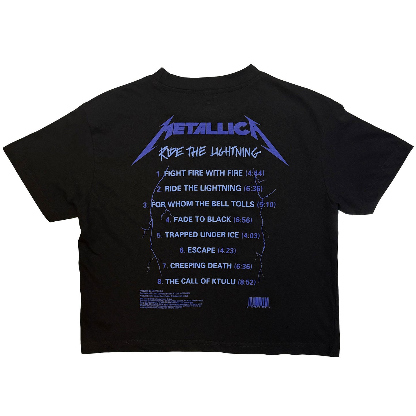 Metallica Ride The Lightning Crop Top Girls Jr Back