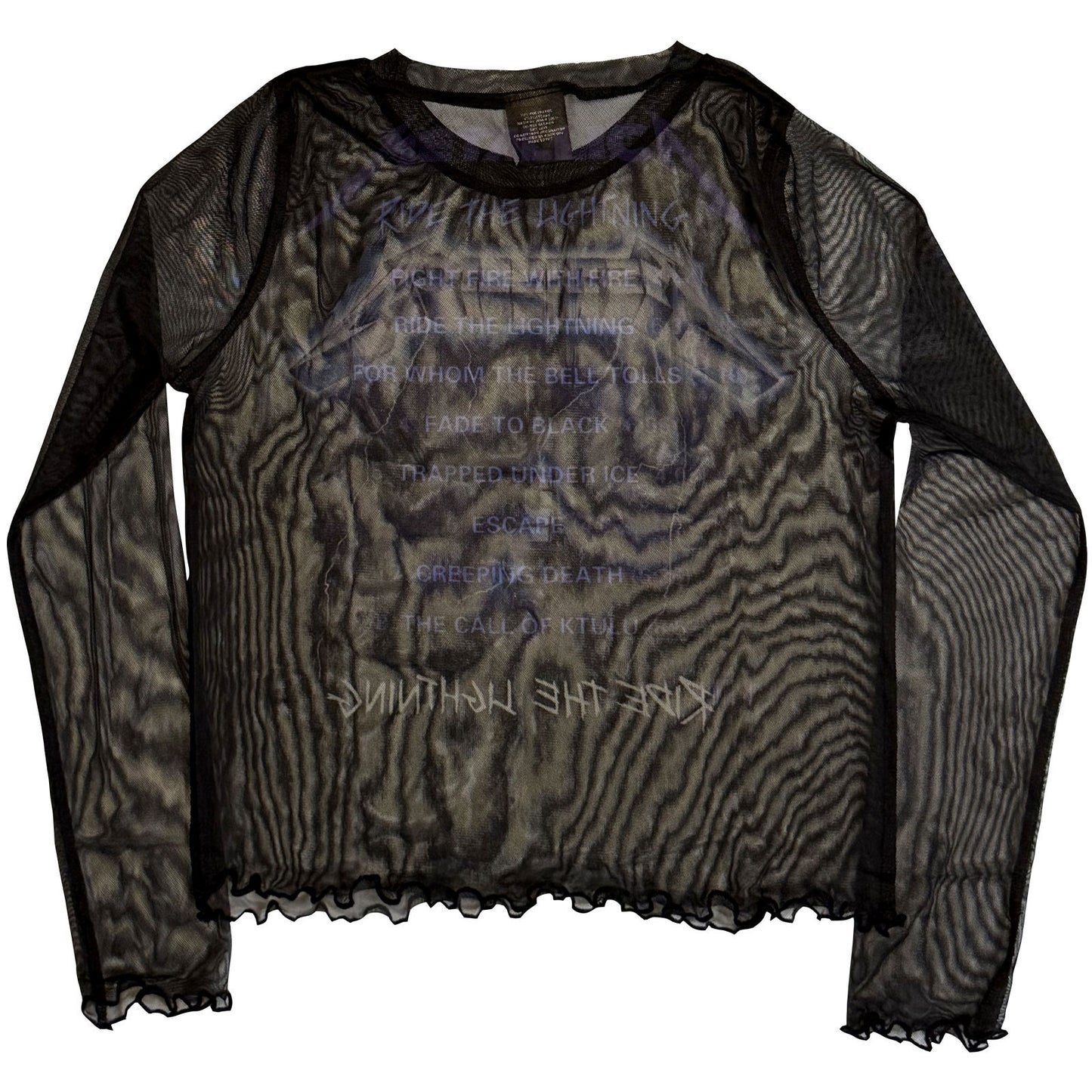Metallica Ride The Lightning Mesh Crop Top Girls Jr Back