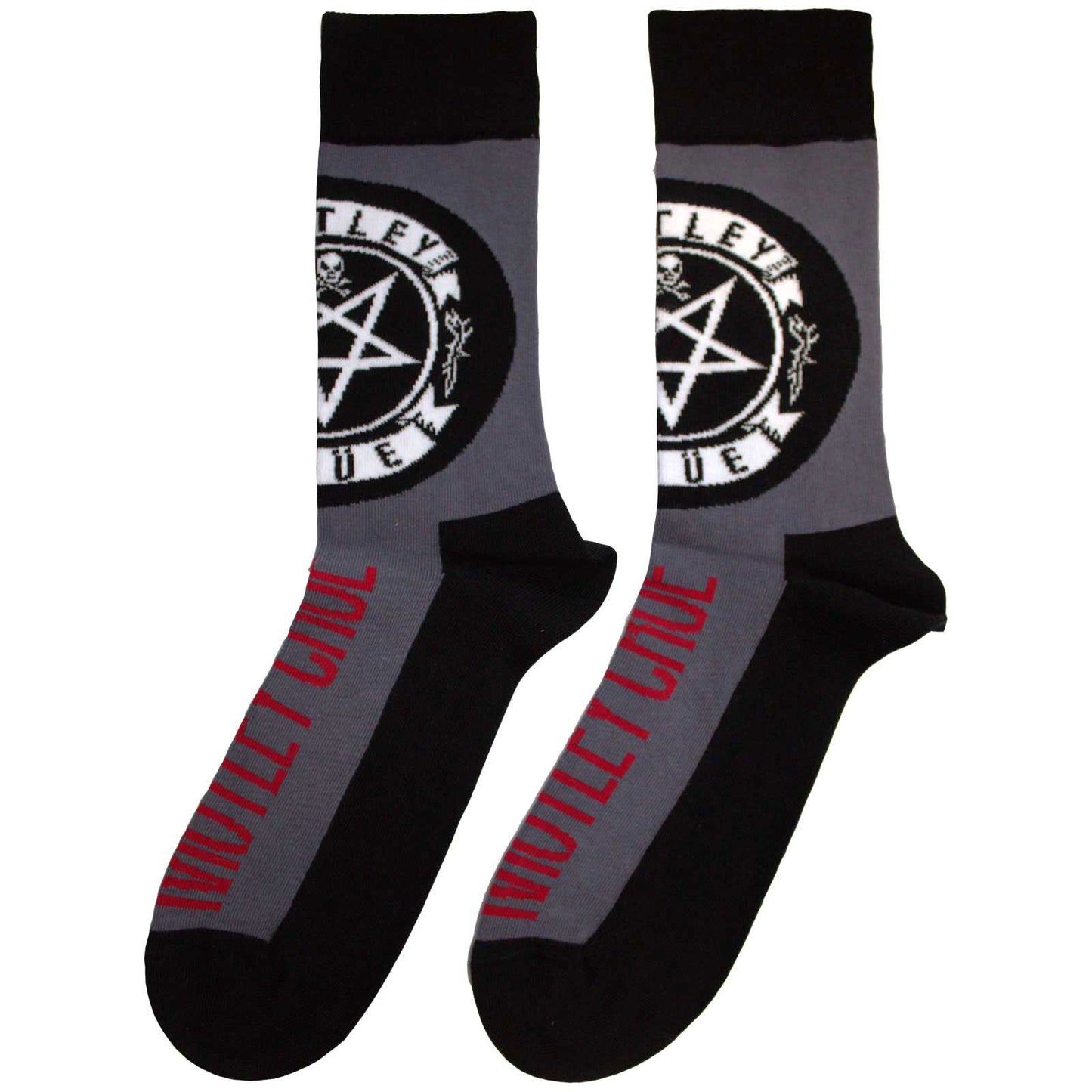 Motley Crue Pentagram Circle (US Men's Shoe Size 8-12) Socks Back