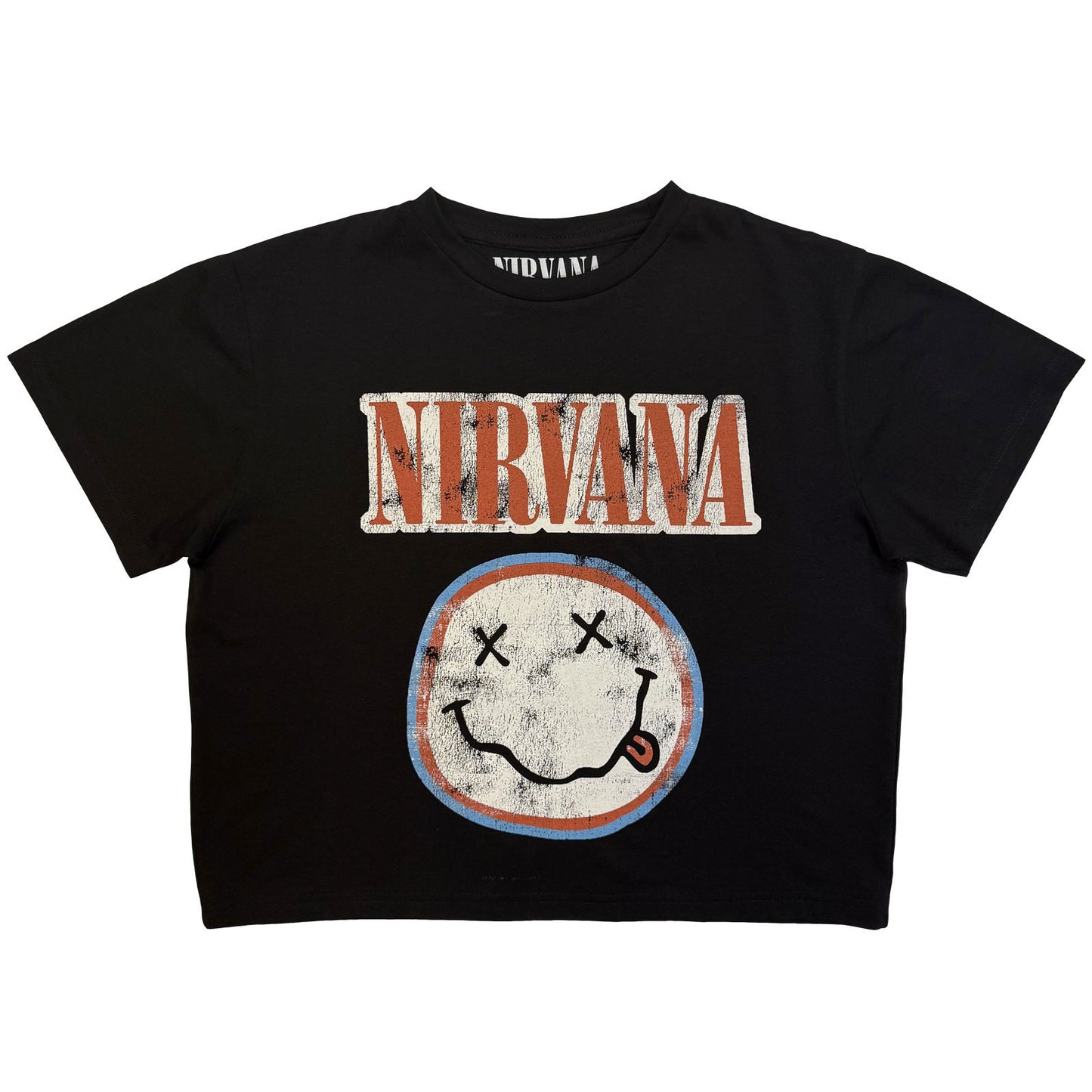 Nirvana Distressed Logo Crop Top Girls Jr Front