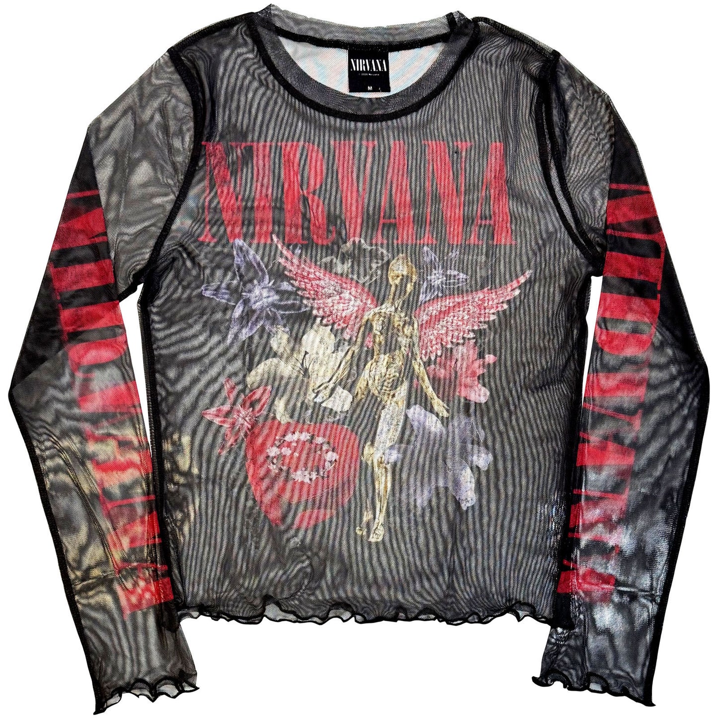 Nirvana In Utero Vintage Collage Mesh Crop Top Girls Jr Front