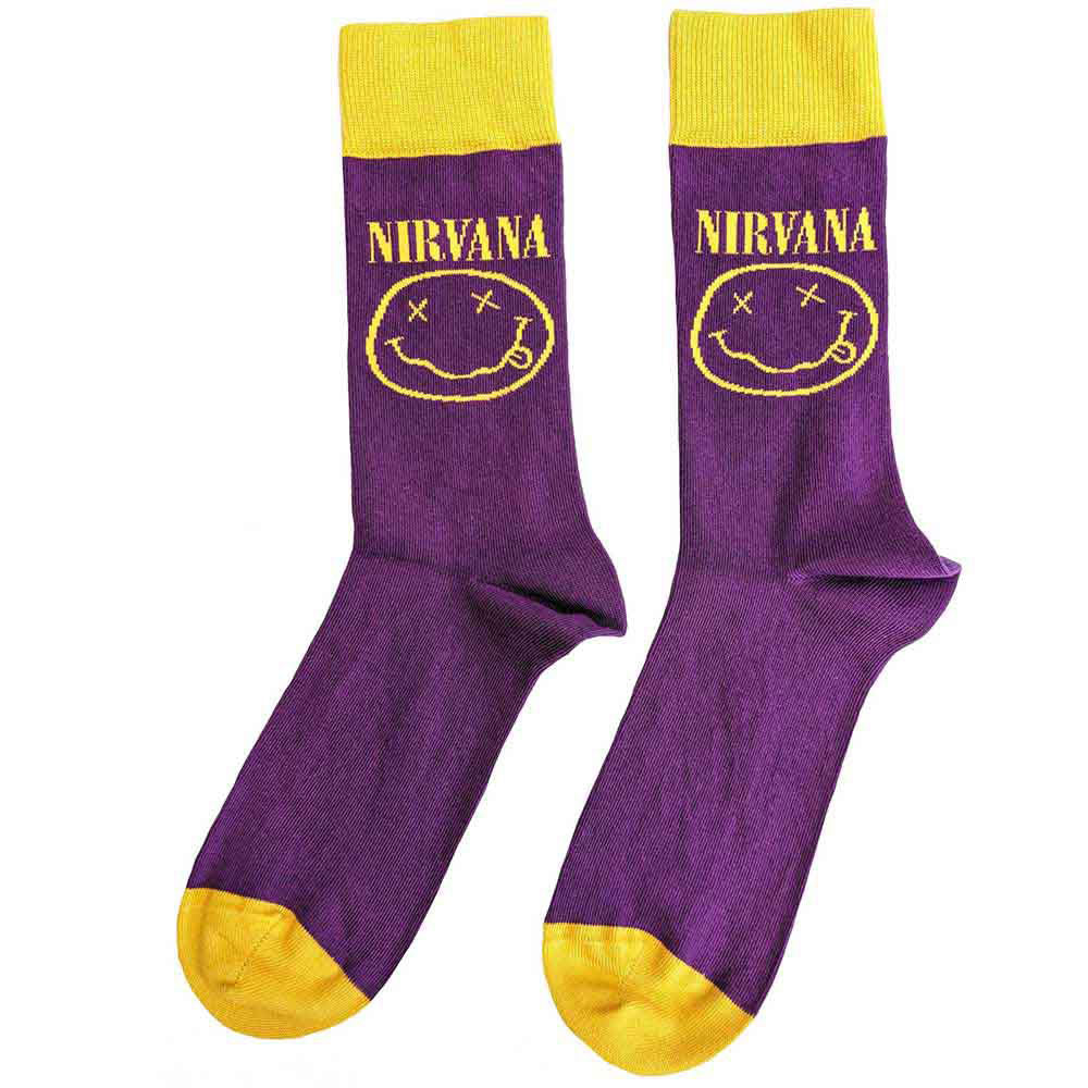 Nirvana Yellow Happy Face (US Men's Shoe Size 8-12) Socks Back