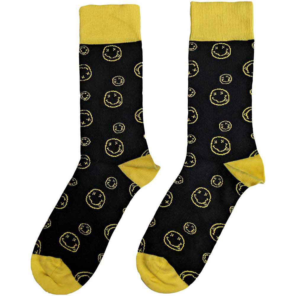 Nirvana Outline Happy Faces (US Women's Shoe Size 6-9) Socks Back