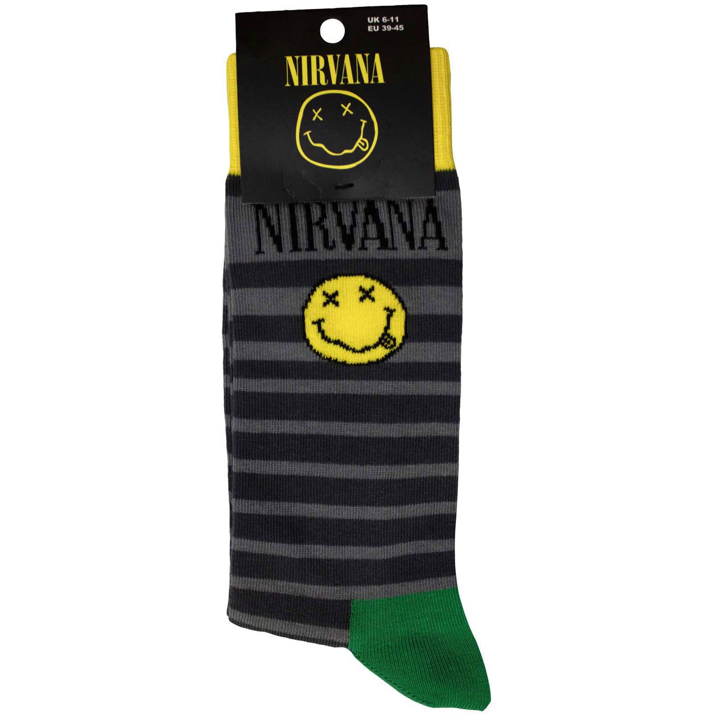 Nirvana Happy Face & Logo Stripes Socks Back