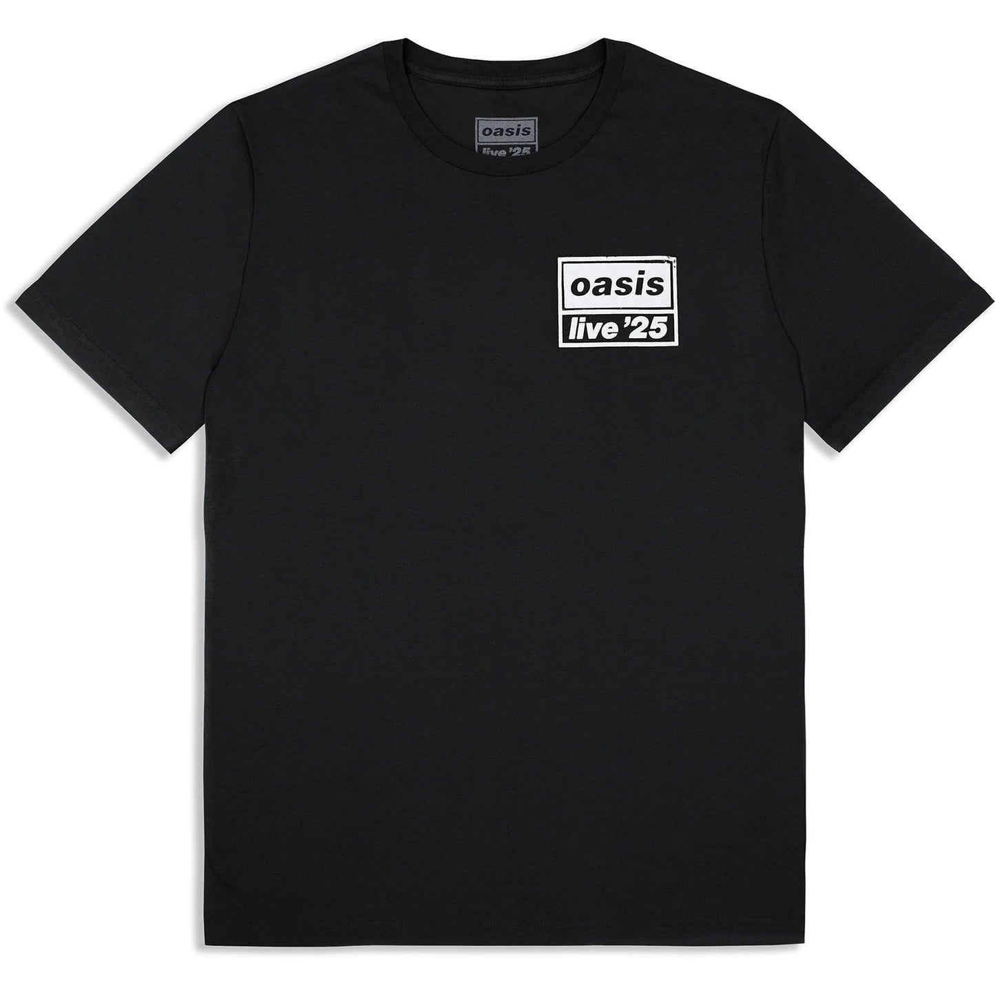 Oasis Live 25 Distressed Lockup Pocket T-shirt Front