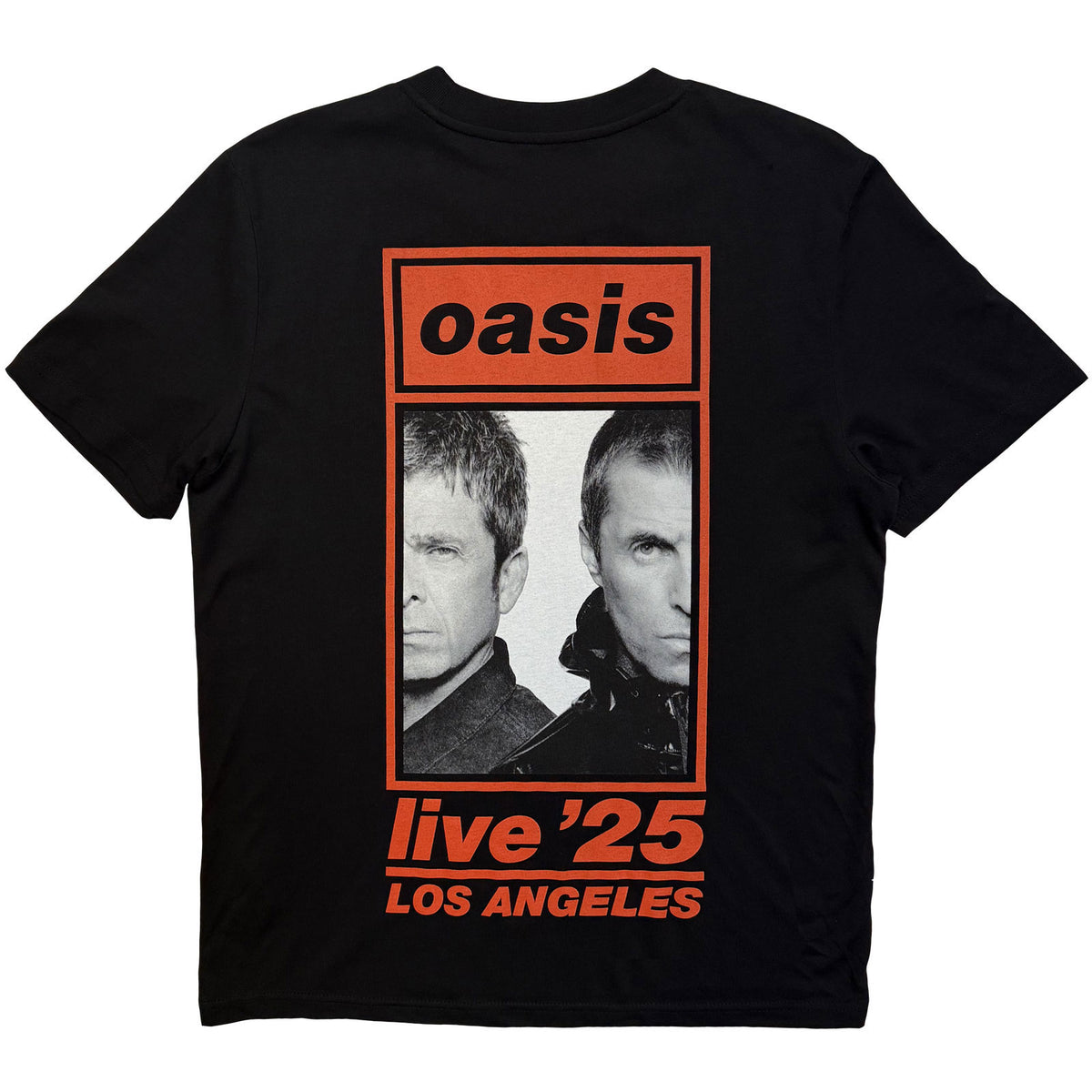 Oasis Los Angeles Half Faces Fan Store T-shirt Back