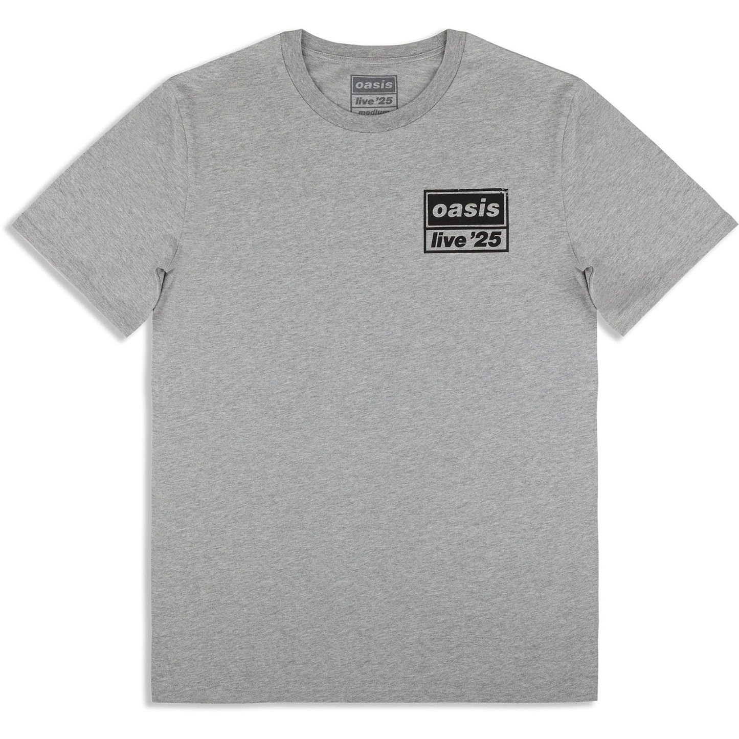 Oasis Live 25 Distressed Lockup Pocket T-shirt Front