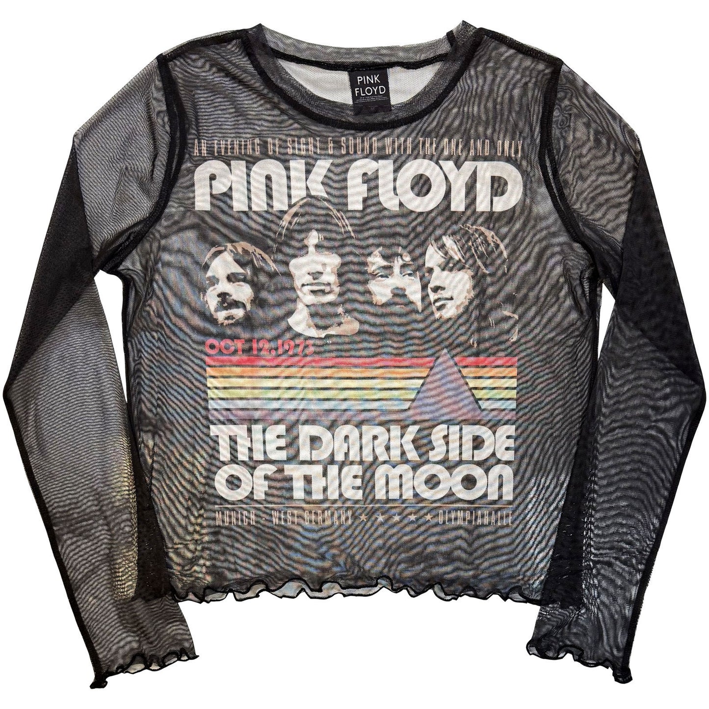 Pink Floyd Vintage Stripes Mesh Crop Top Girls Jr Front