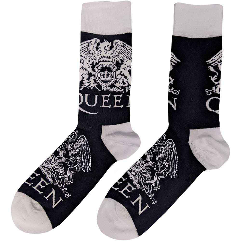 Queen White Crests (US Women's Shoe Size 6-9) Socks Back