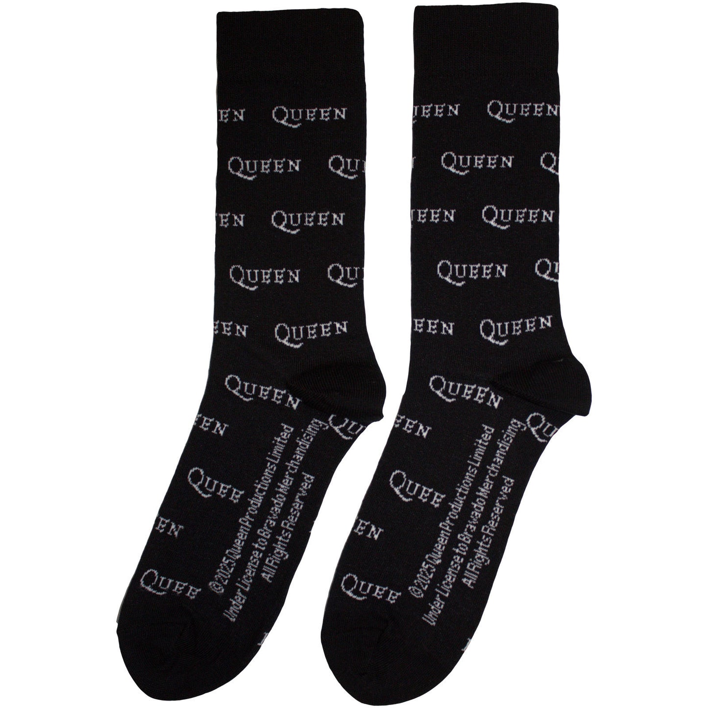 Queen Logo Repeat Mono (US Men's Shoe Size 8-12) Socks Back