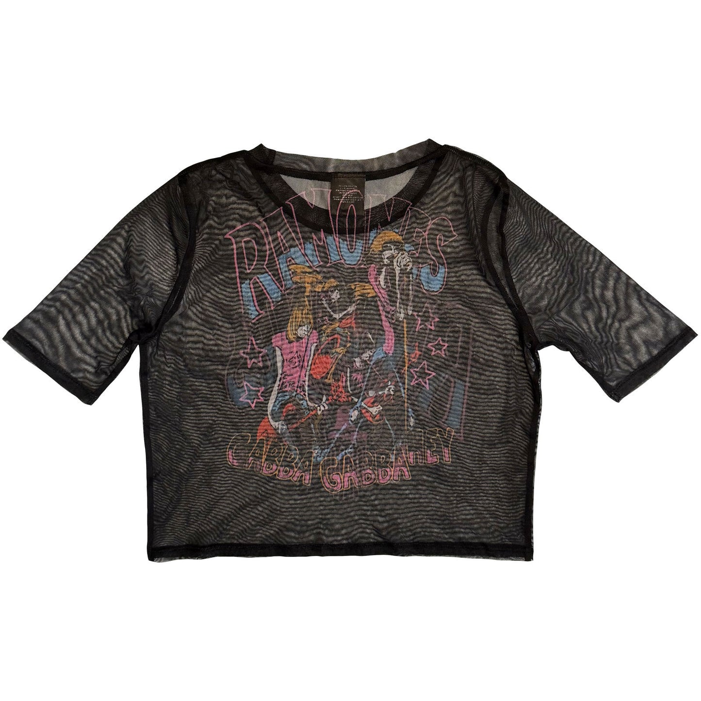 Ramones Graffiti Illustration Mesh Crop Top Girls Jr Back