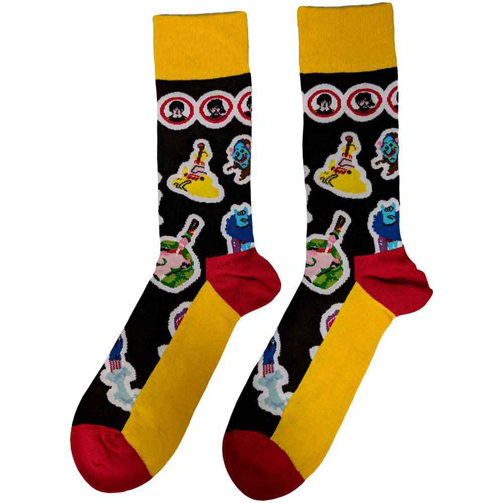 Beatles Portholes & Characters (US Women's Shoe Size 6-9) Socks Back
