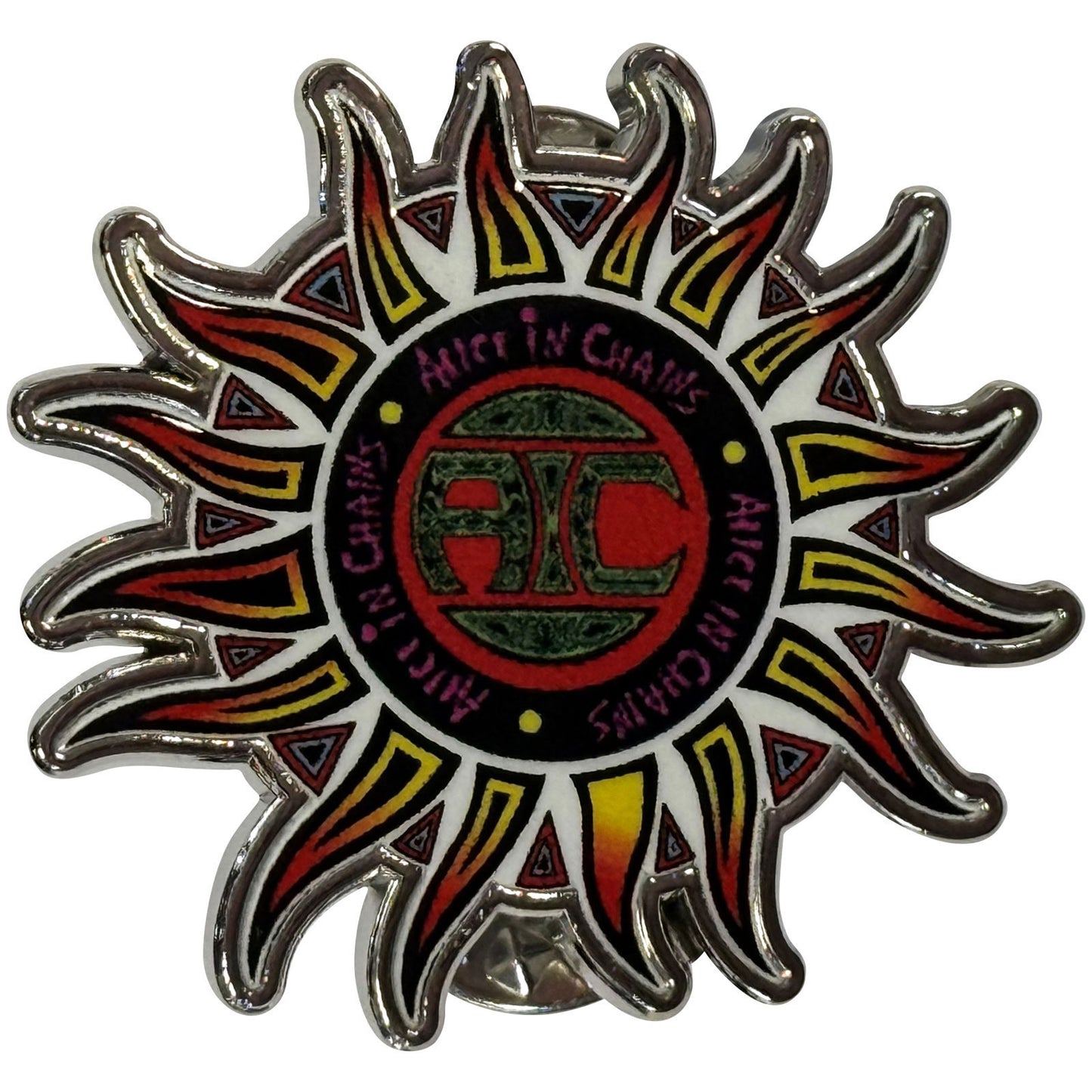 Alice In Chains Sun Logo Pewter Pin Badge Front